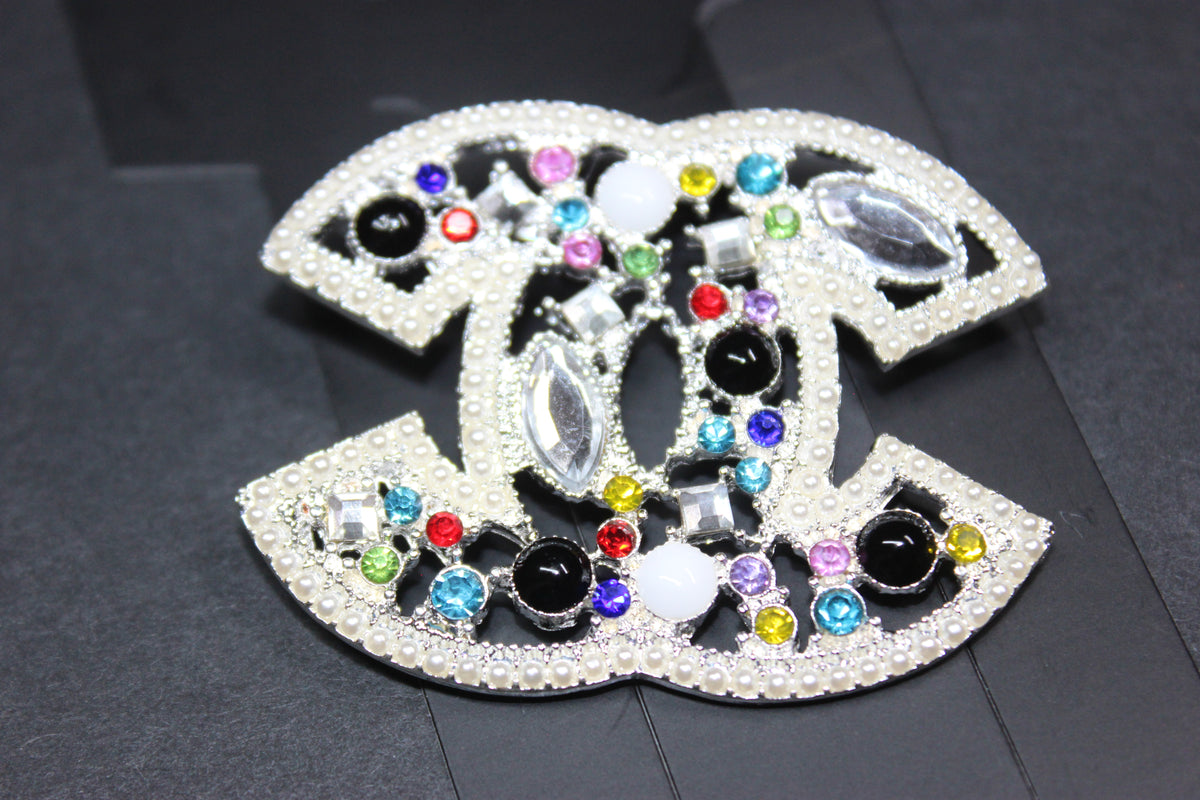Colorful Pearl & Silver Brooch Pin