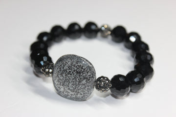 Black Ice & Grey Beaded Bracelet