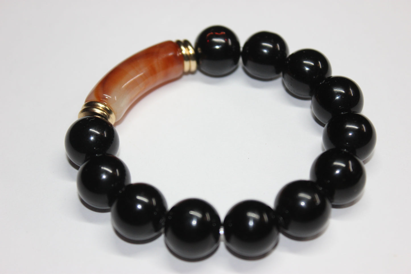 Black Brown & Gold Beaded Bracelet
