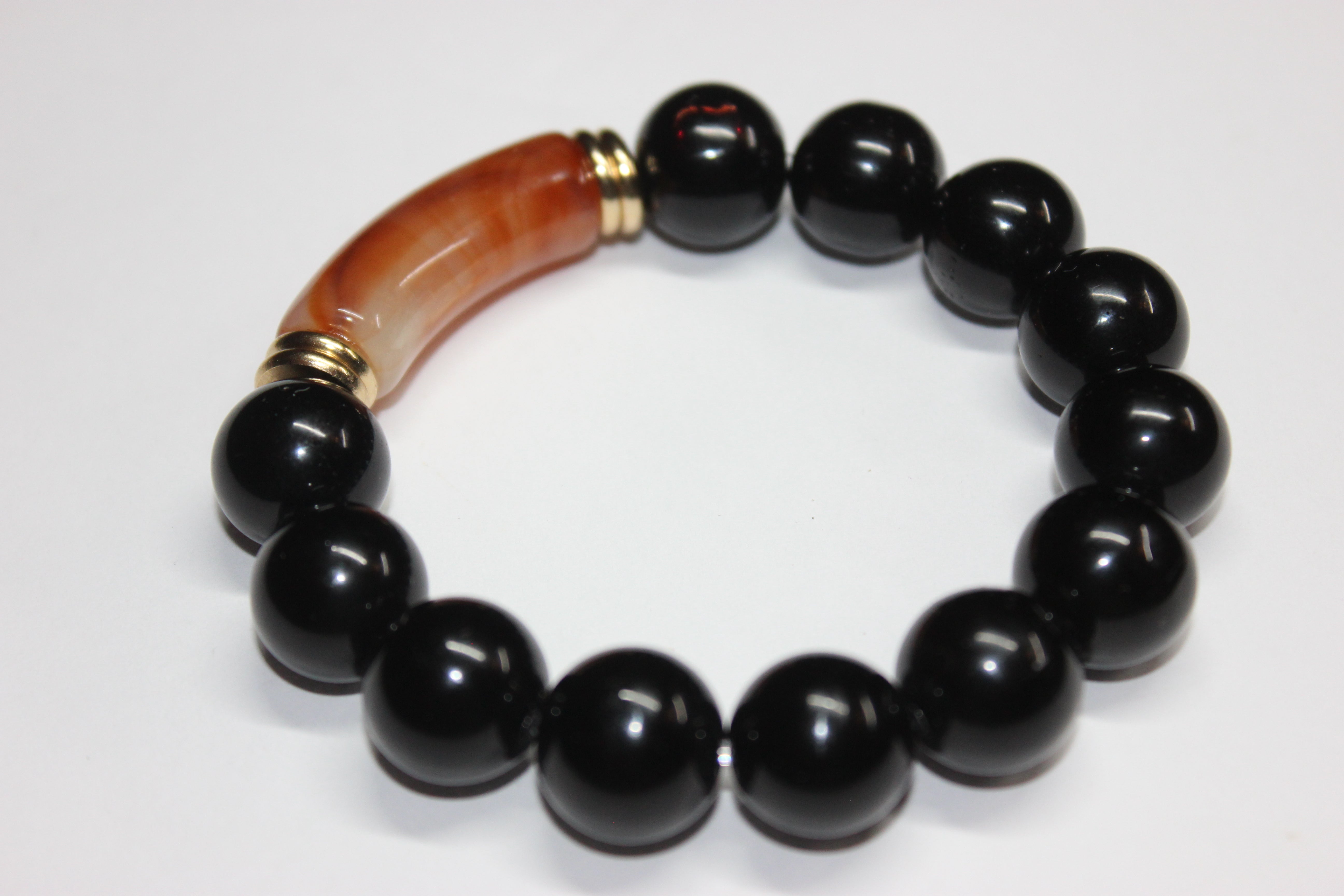 Black Brown & Gold Beaded Bracelet