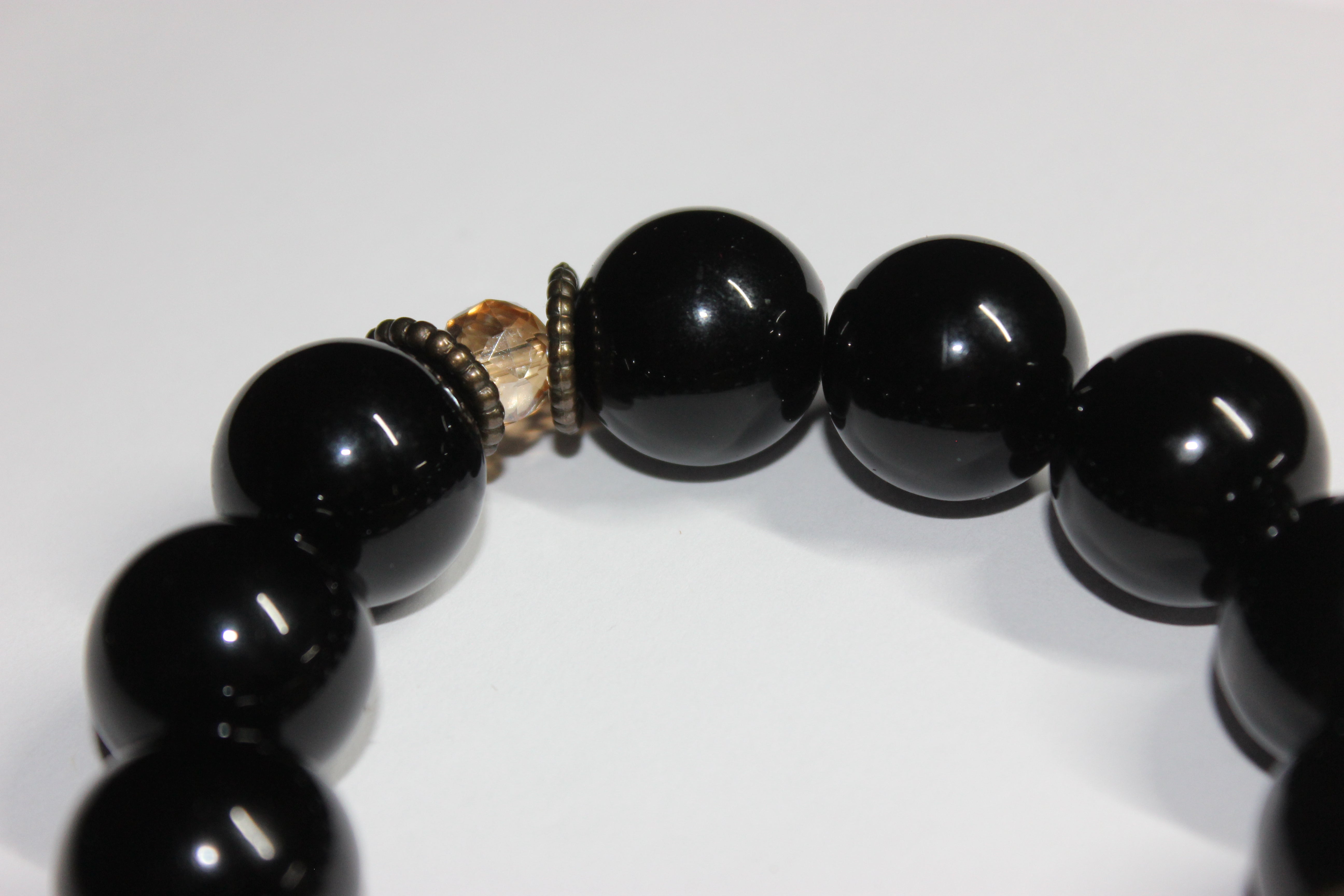Black & Mustard Large Beaded Bracelet
