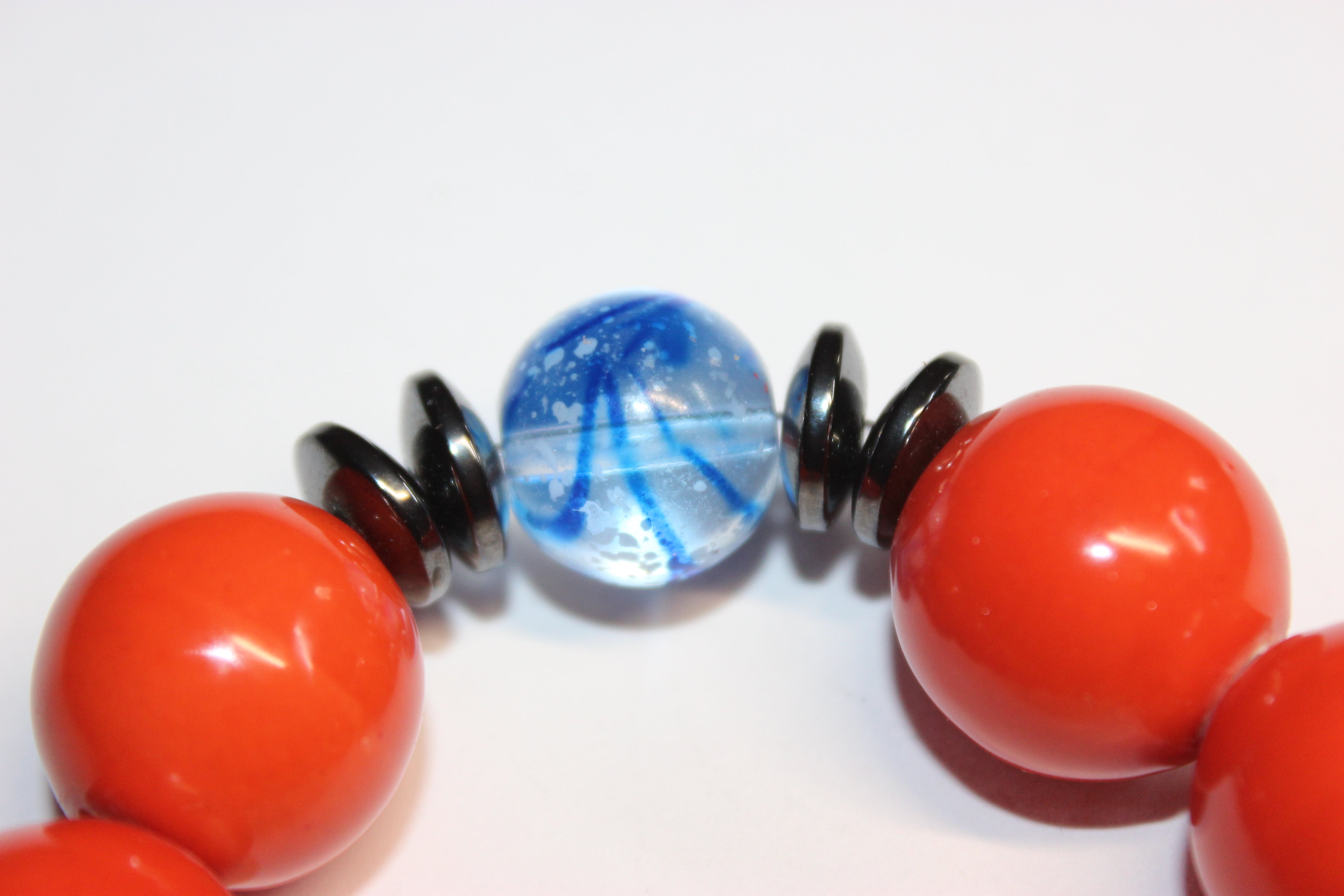 Orange & Blue Beaded Bracelet