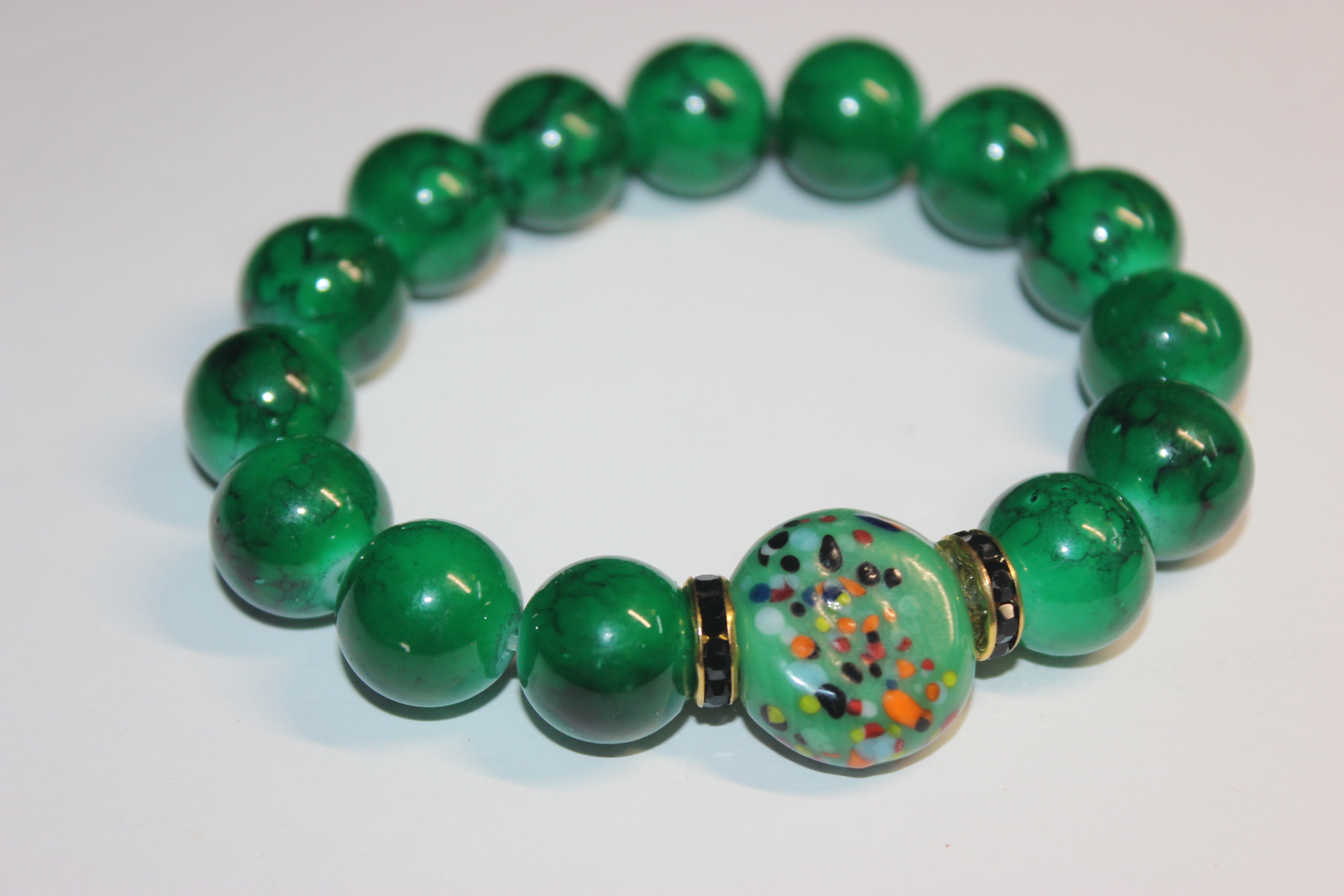 Shades Of Green BOBCAT Beaded Bracelet