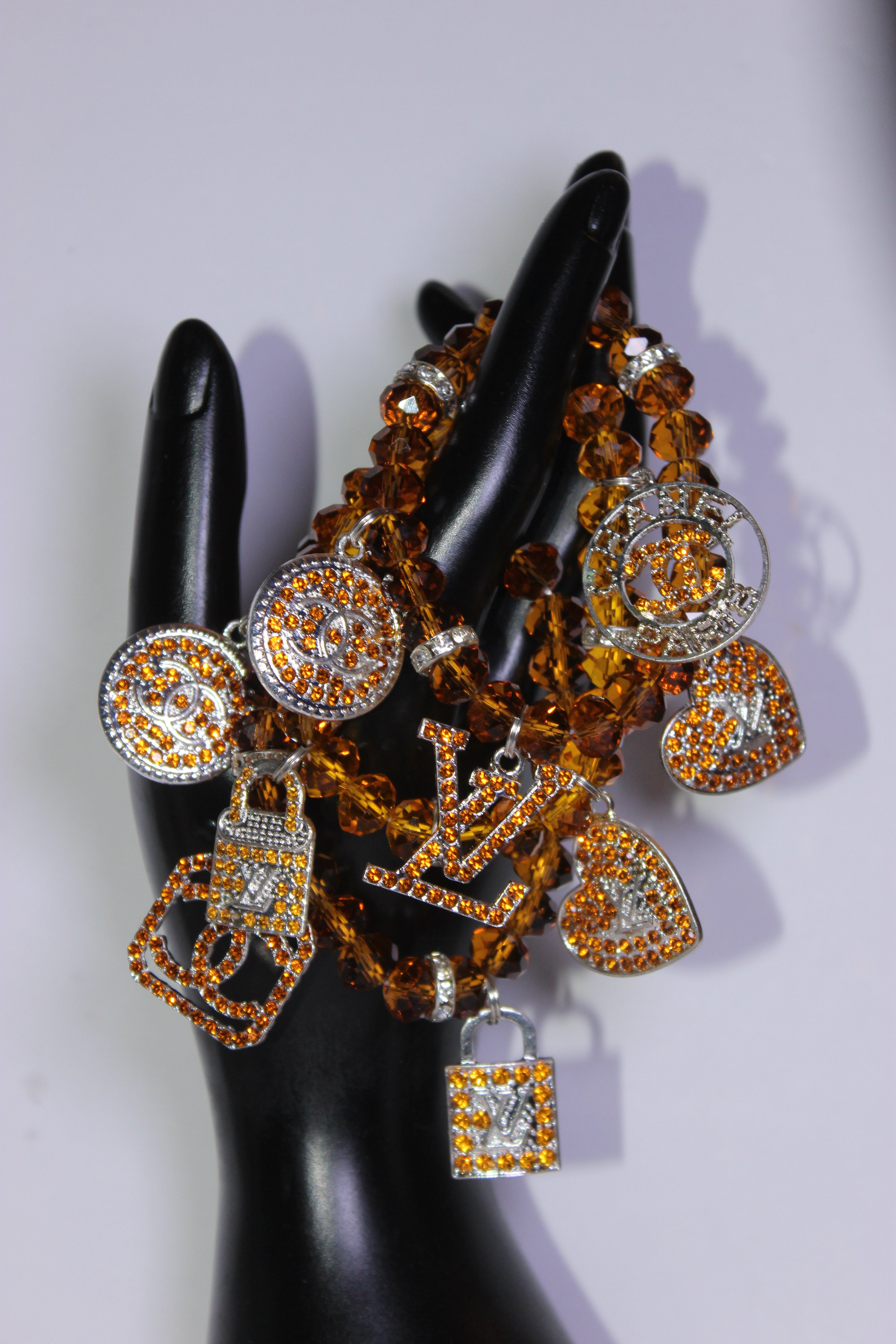 3 Piece Topaz & Silver Charm Bracelet Set