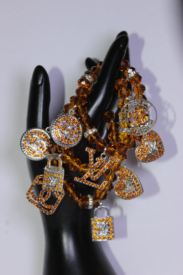 3 Piece Topaz & Silver Charm Bracelet Set
