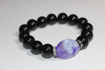 Black & Purple Beaded Bracelet