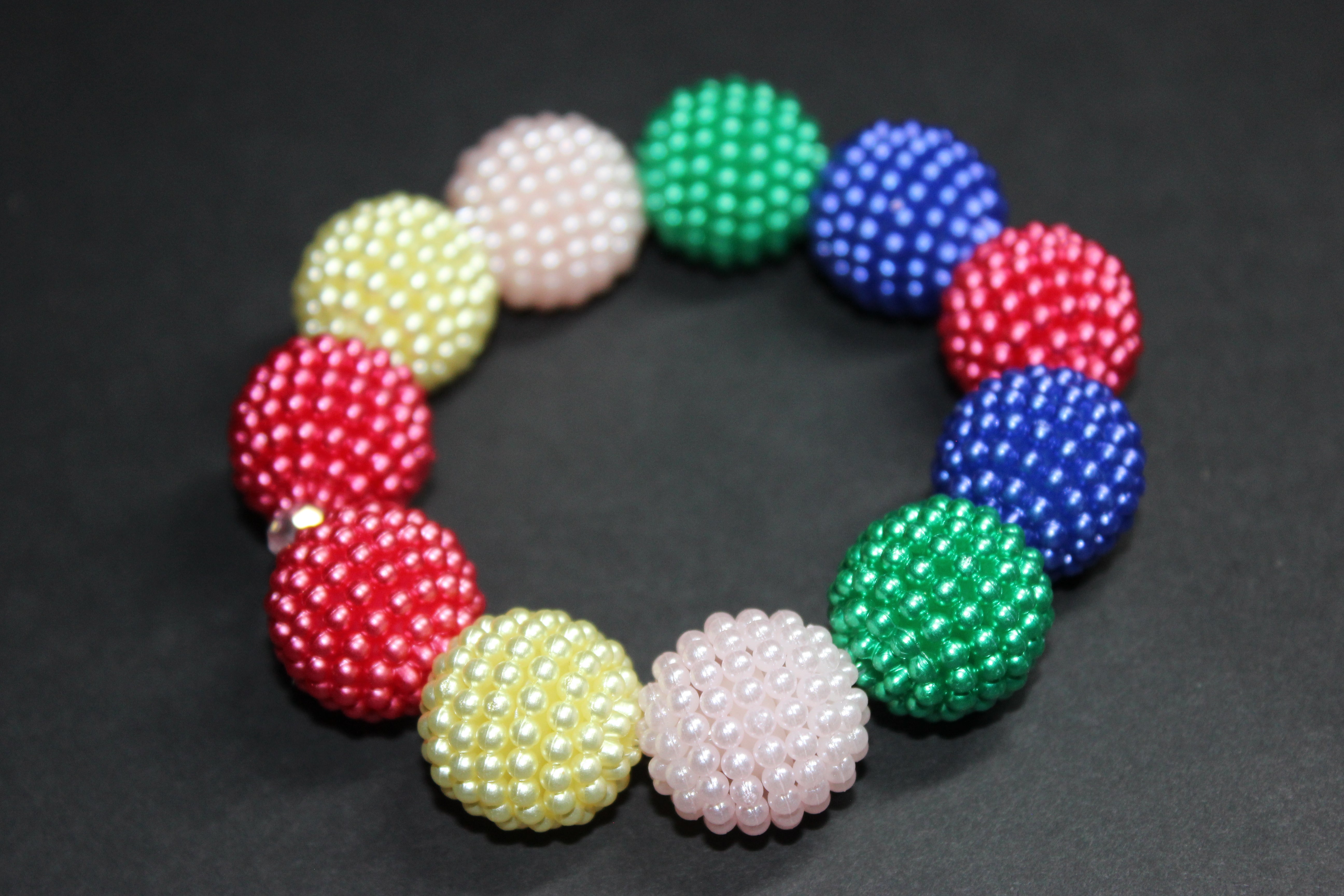 Multicolored Large Pearl Beaded Bracelet
