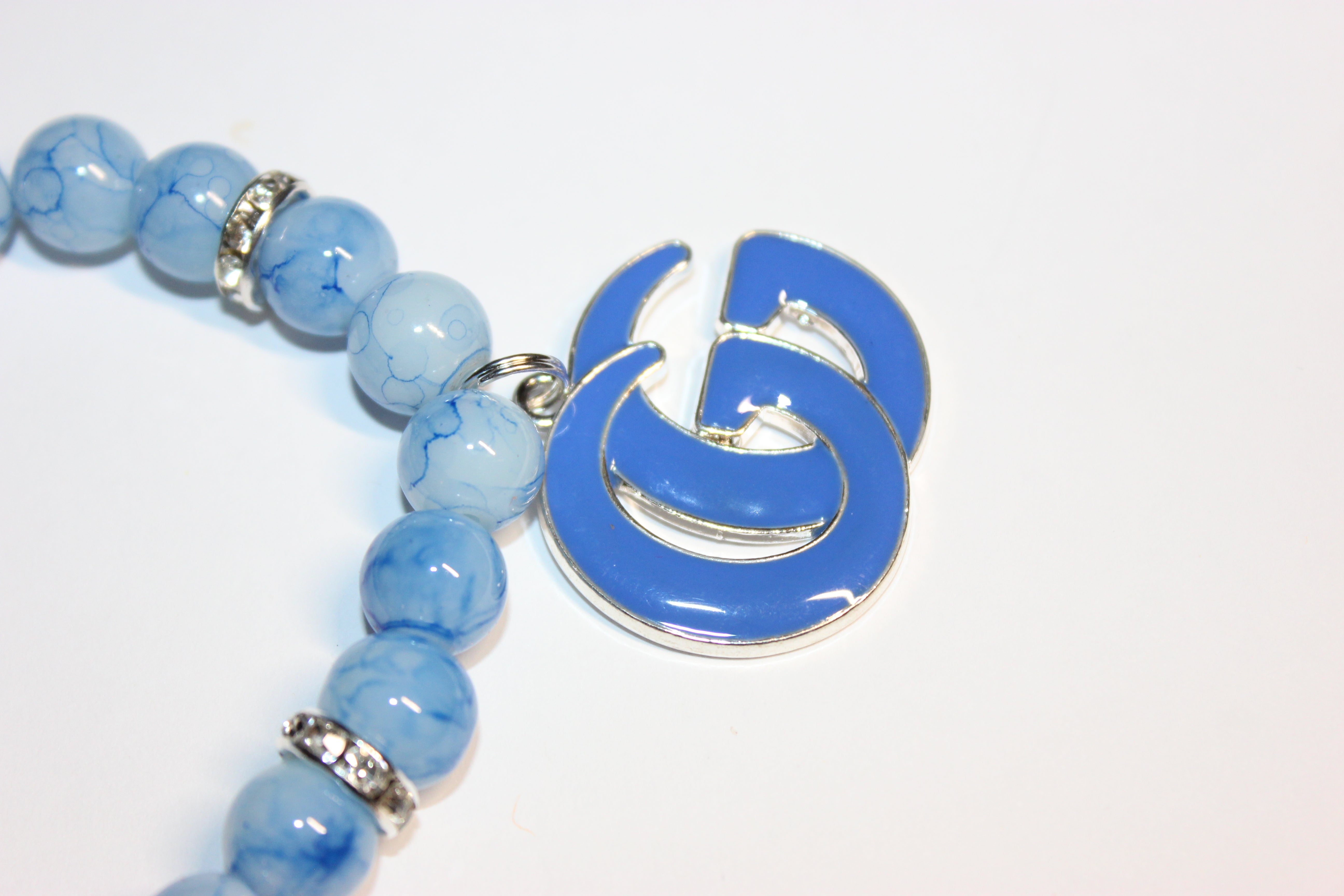 Blue & White w/ Silver Charm Bracelet (1)