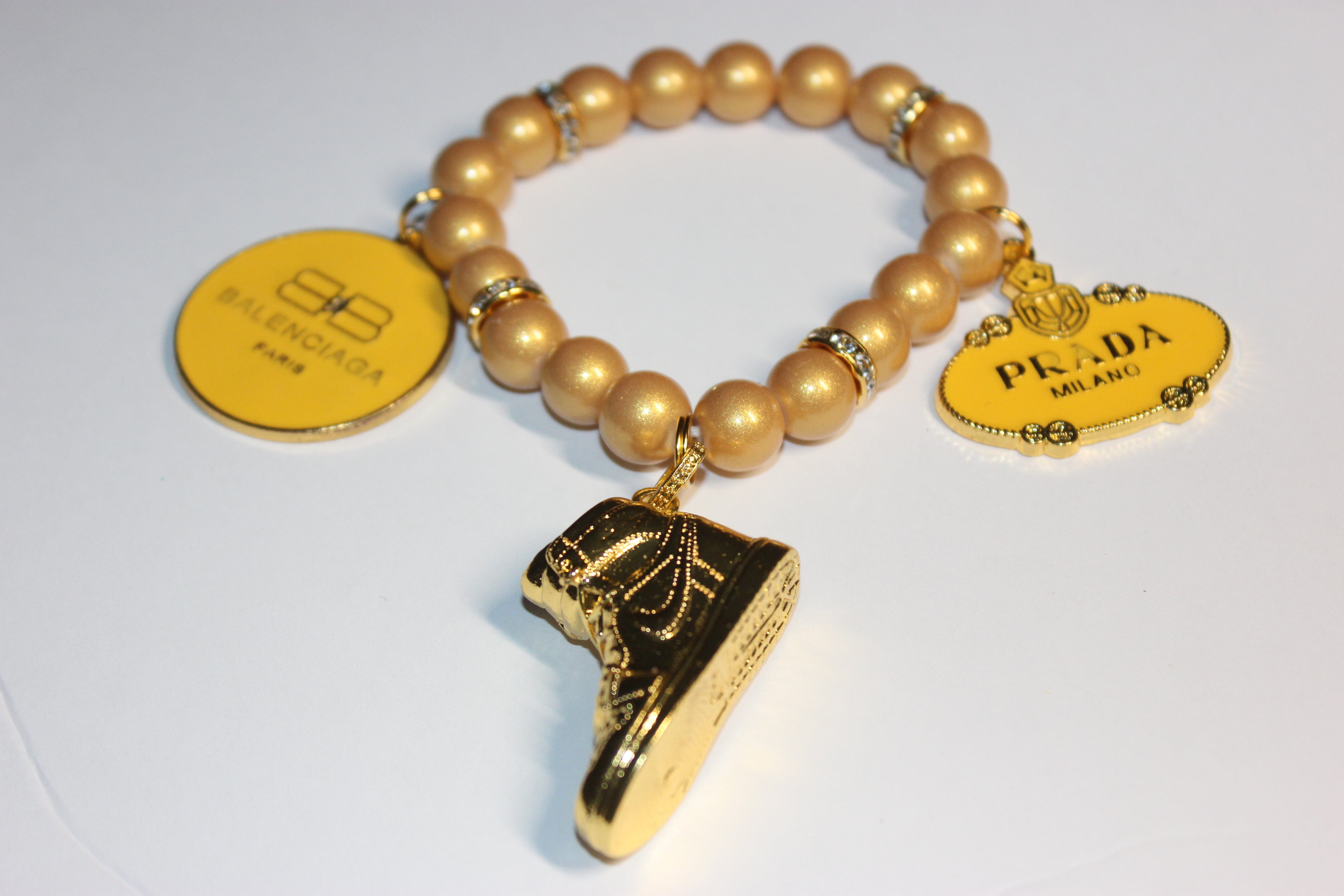 Mustard & Gold Charm Bracelet (1)