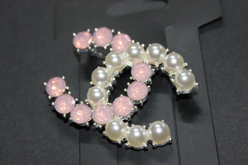 Pink & Pearl Brooch Pin (Silver)