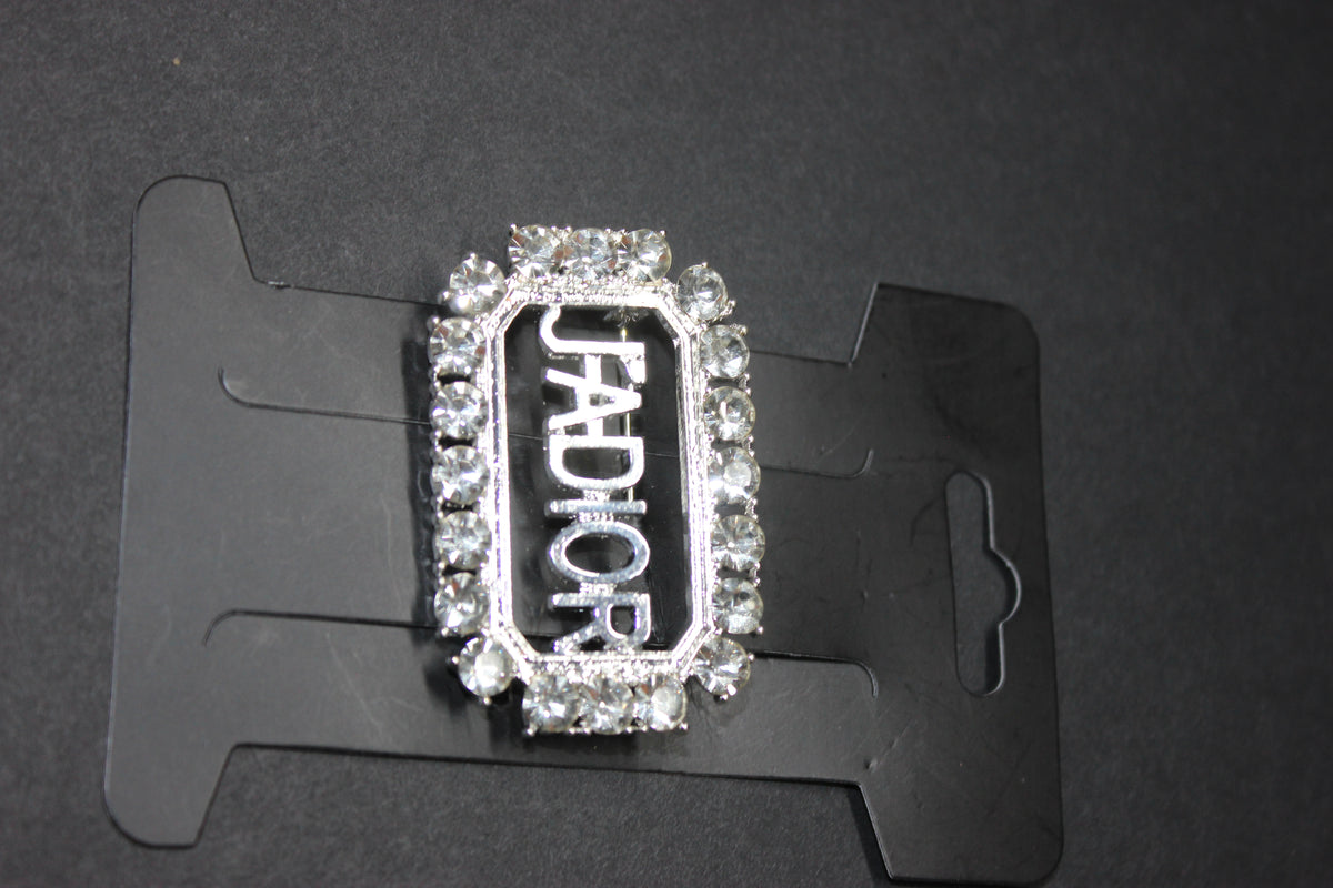 Silver Rhinestone Brooch Pin
