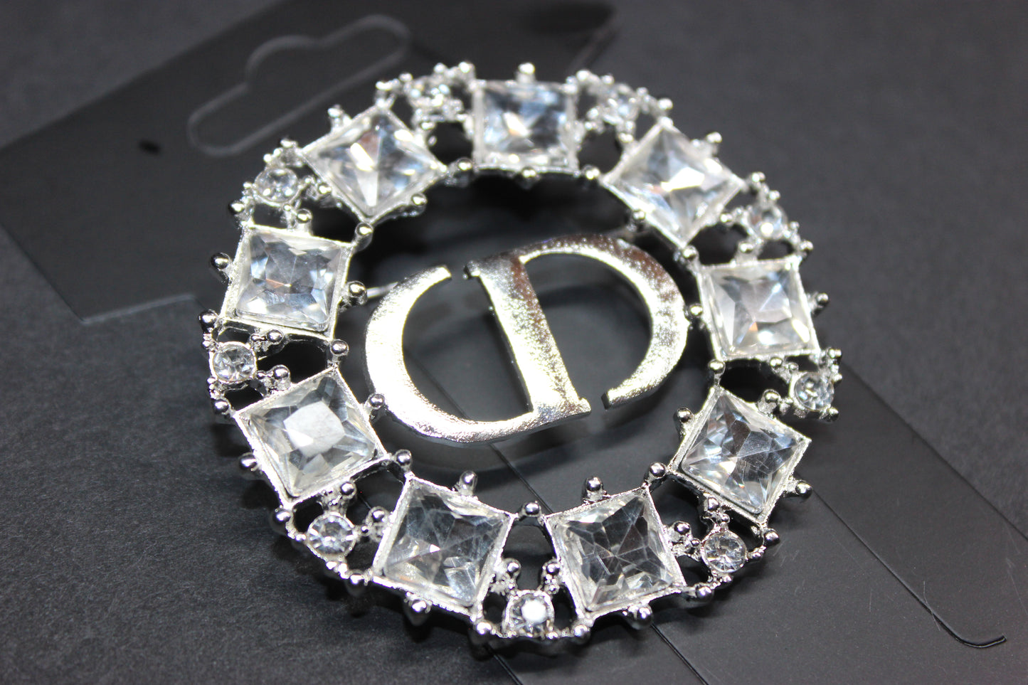 Rhinestone Silver & Clear Brooch Pin