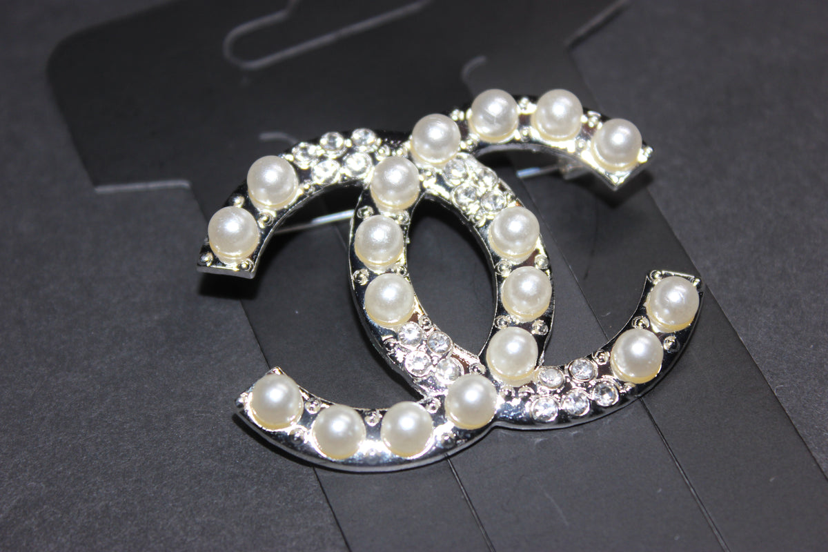 Silver Pearl Brooch Pin