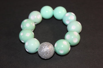 Seafoam/White & Glitter Large Beaded Bracelet