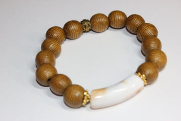 Wooden Bracelet with Natural Smooth Gemstone