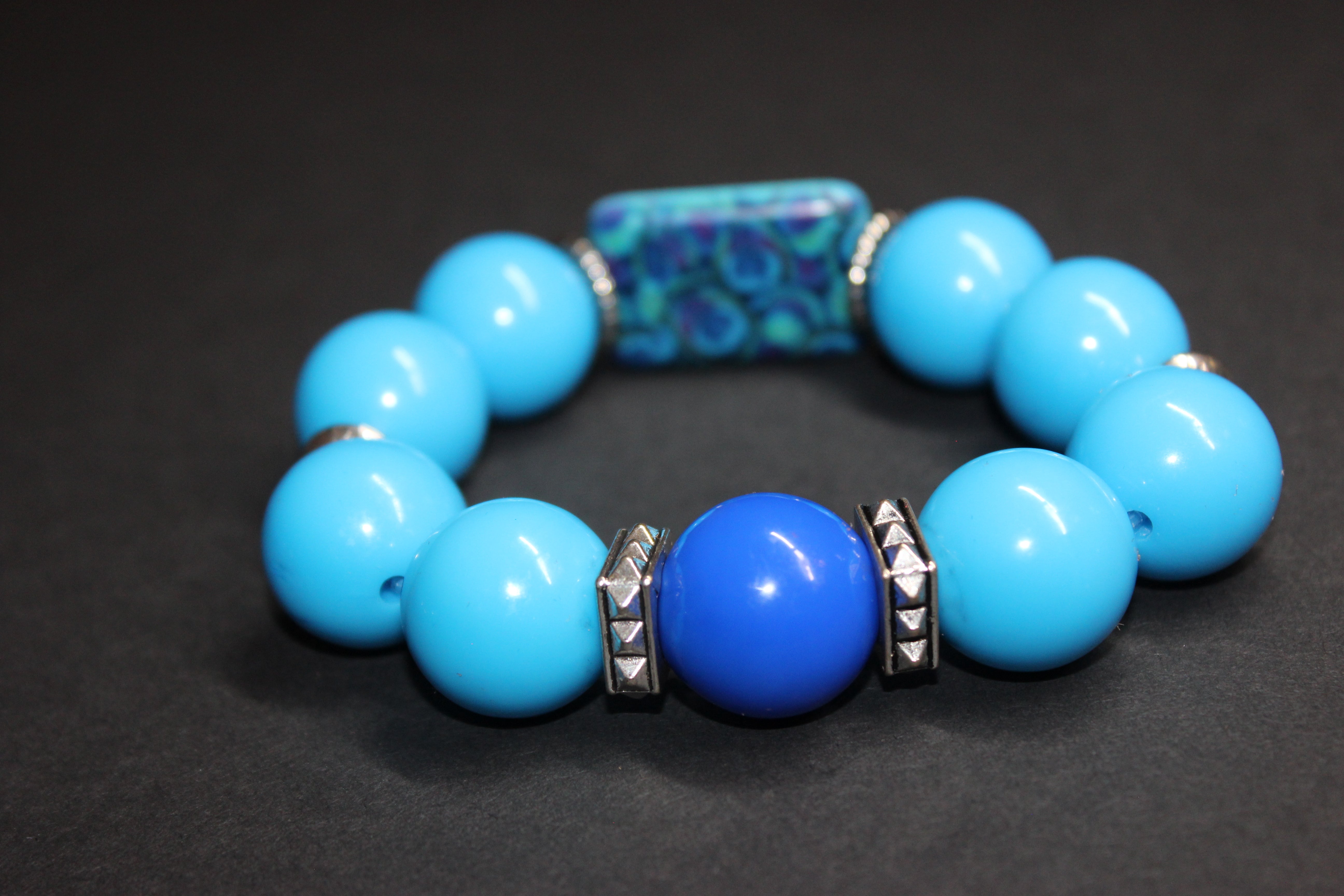 Shades Of Blue Large Beaded Bracelet