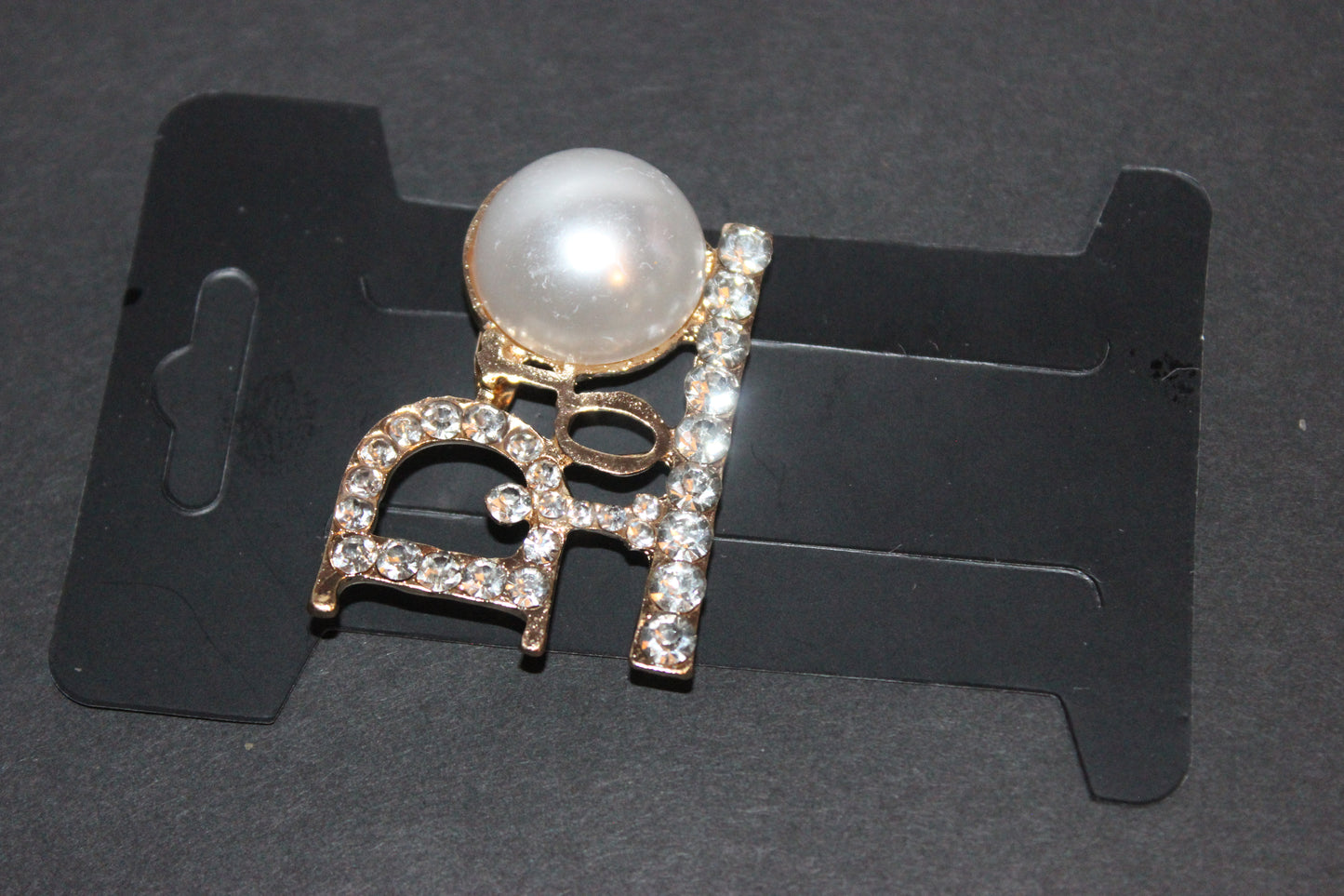 Gold & Pearl Rhinestone Brooch Pin