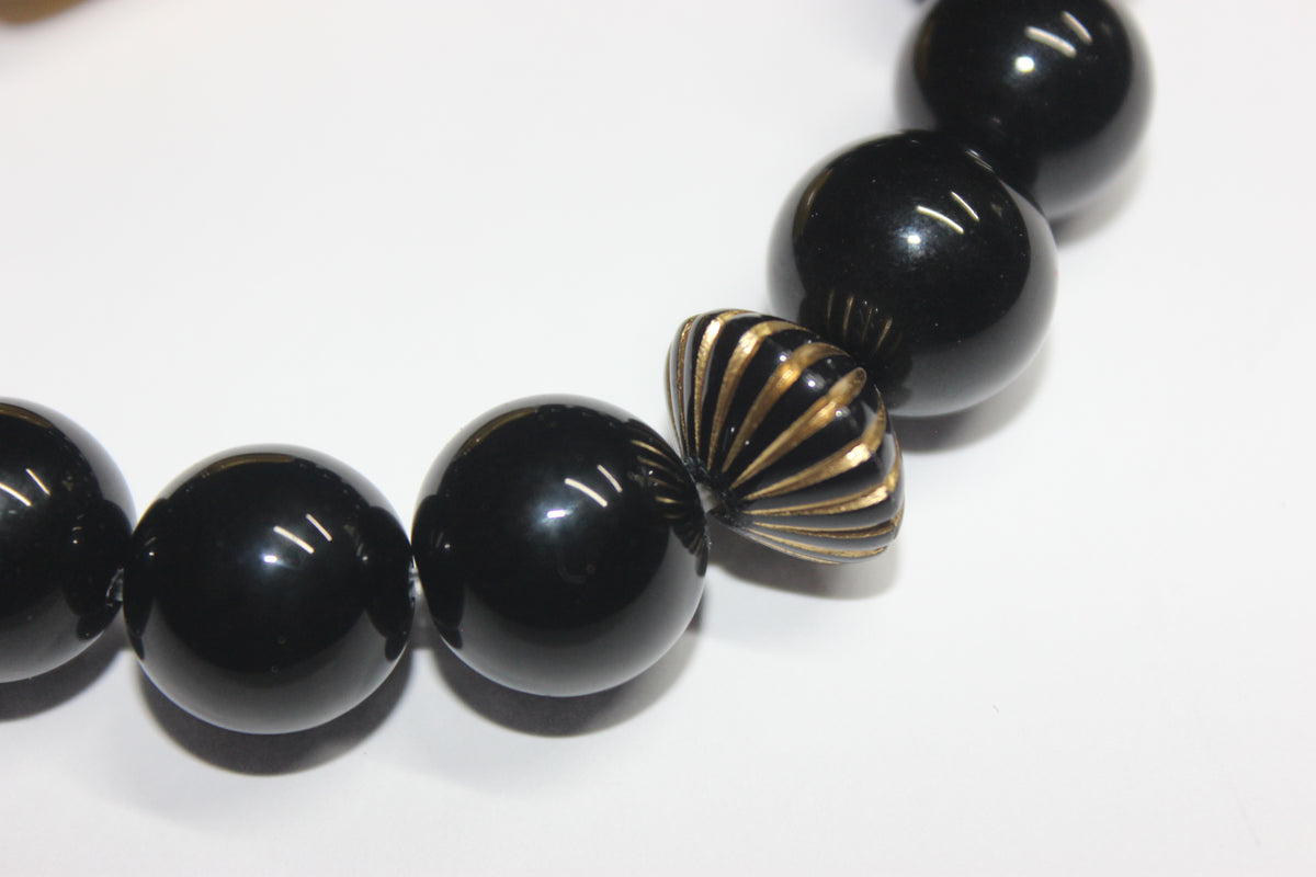 Black Mustard & Gold Beaded Bracelet