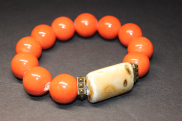 Orange & Tan Gemstone Bracelet