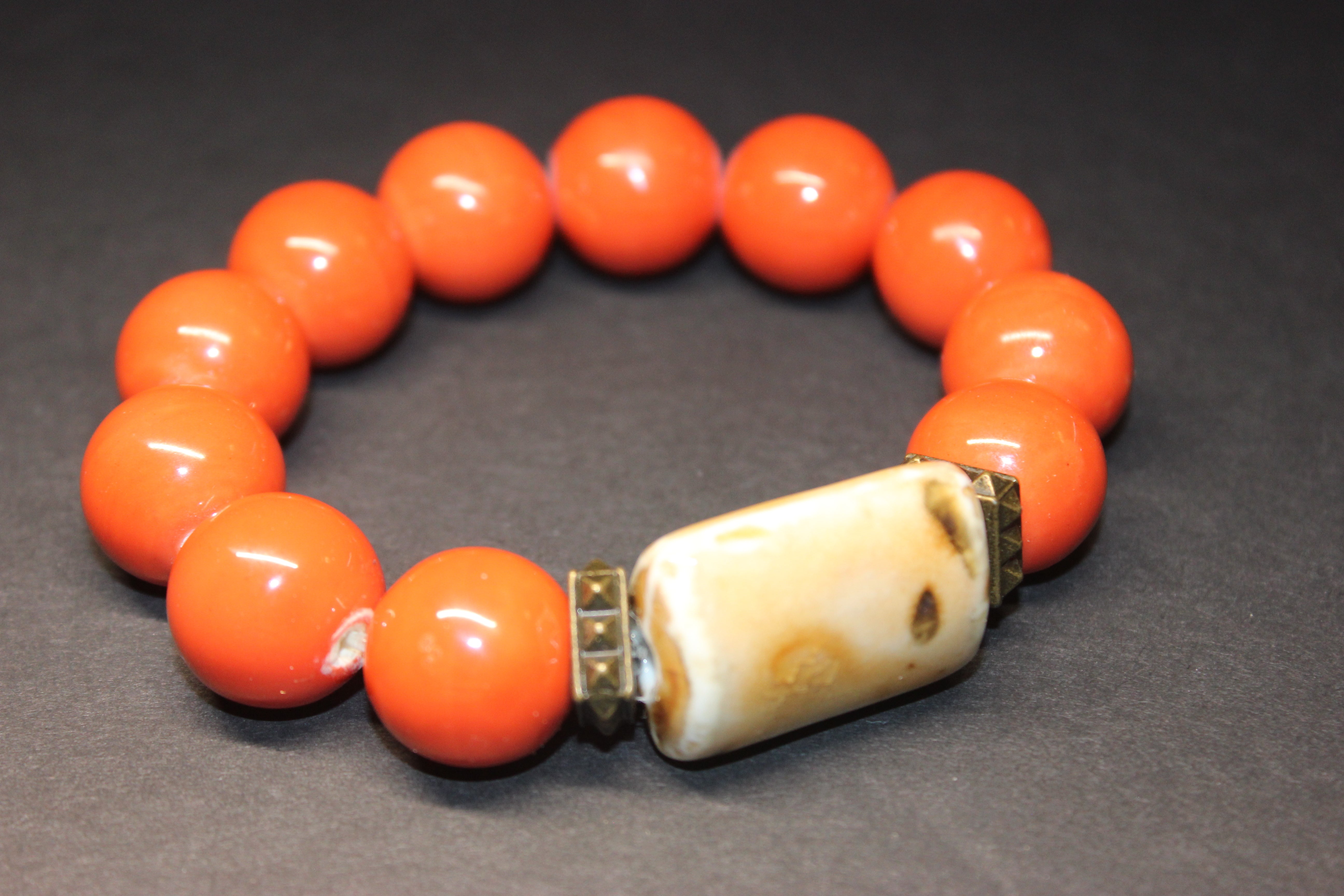 Orange & Tan Gemstone Bracelet