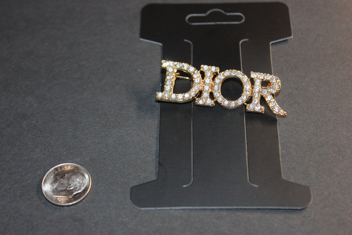Gold Rhinestone Brooch Pin
