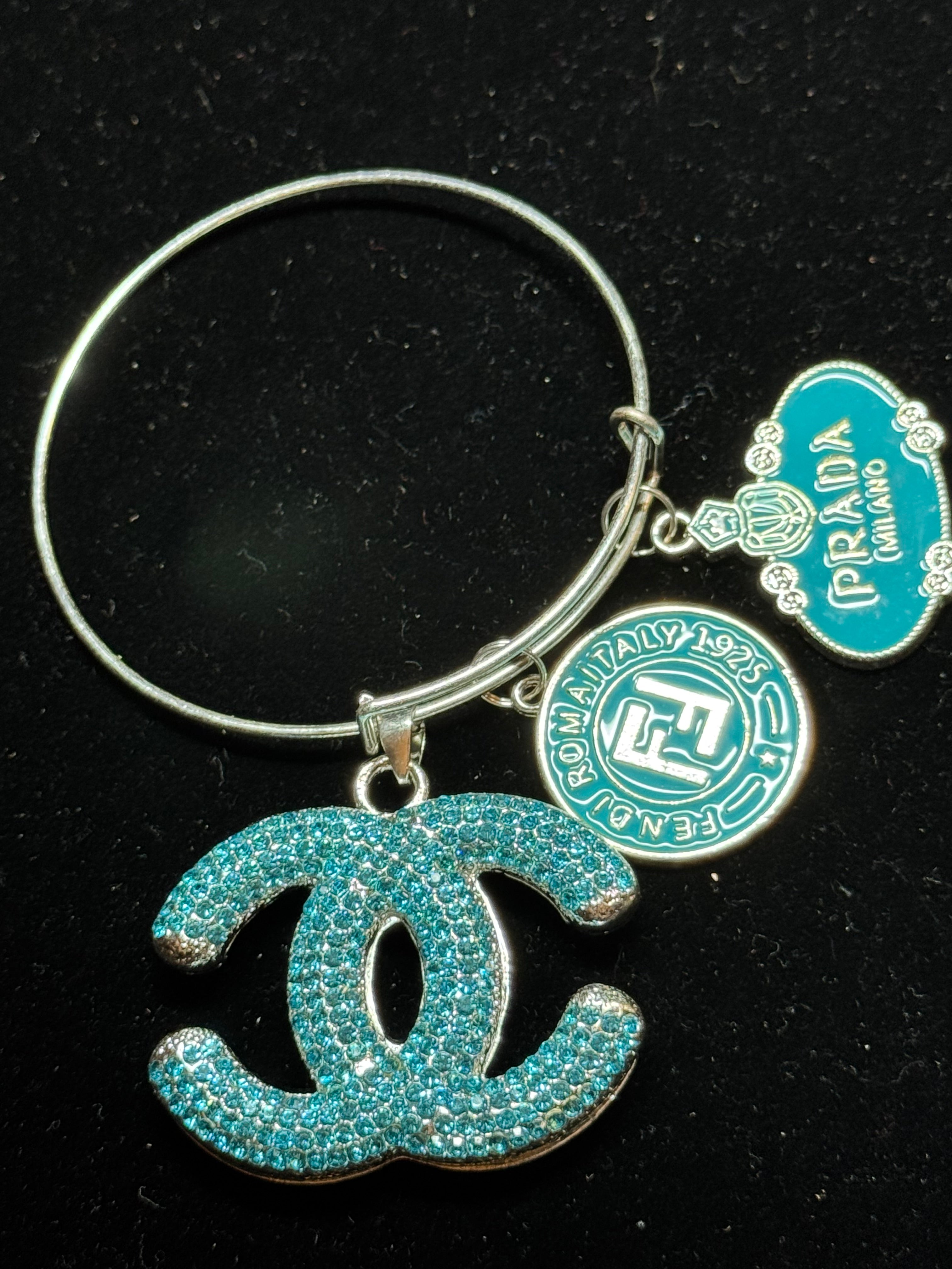 Aquamarine/Turquoise Charm Bangle