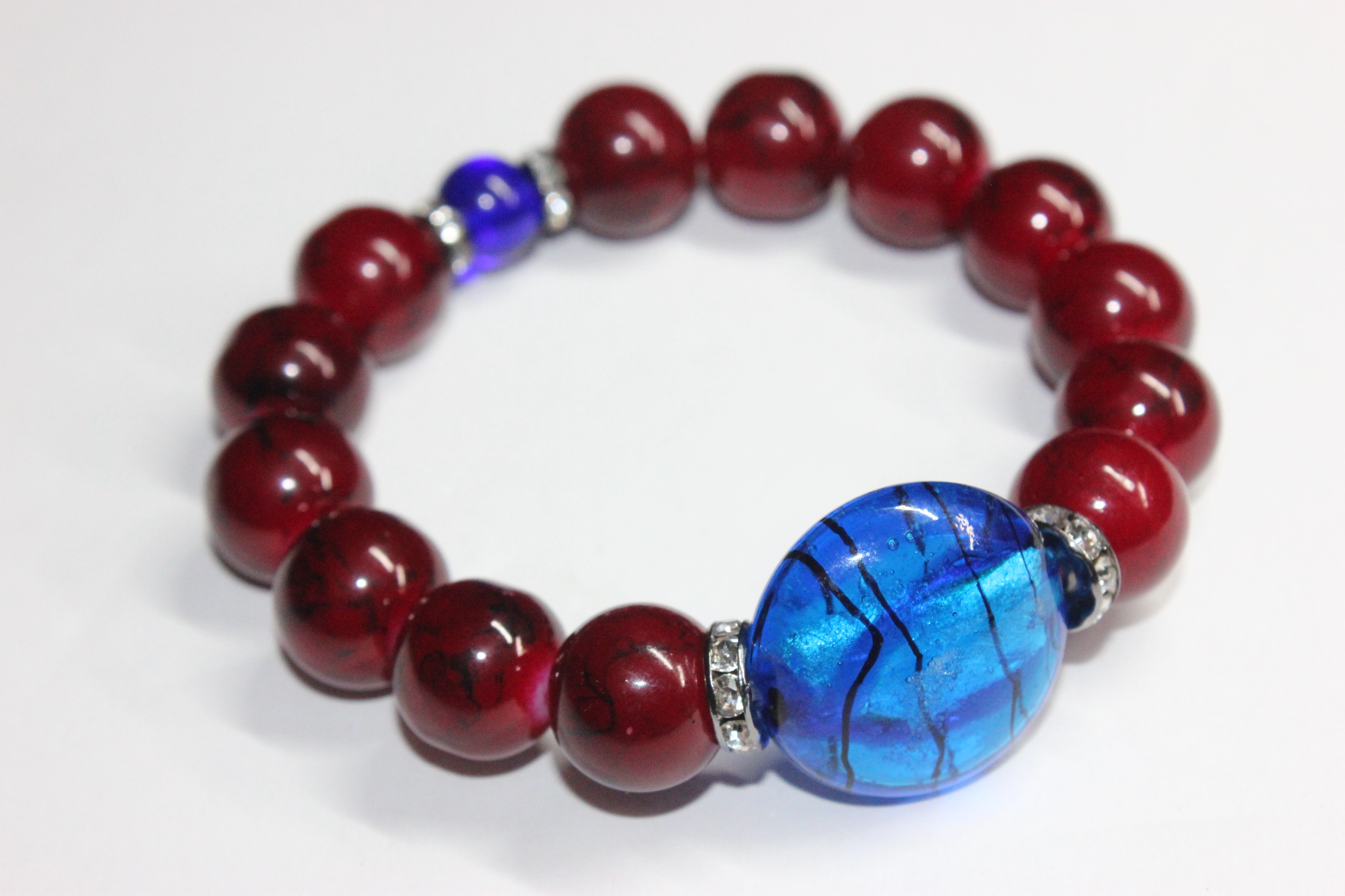 Red & Blue Beaded Bracelet