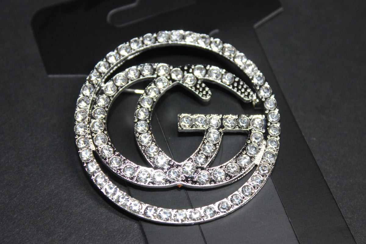 Silver Rhinestone Brooch Pin