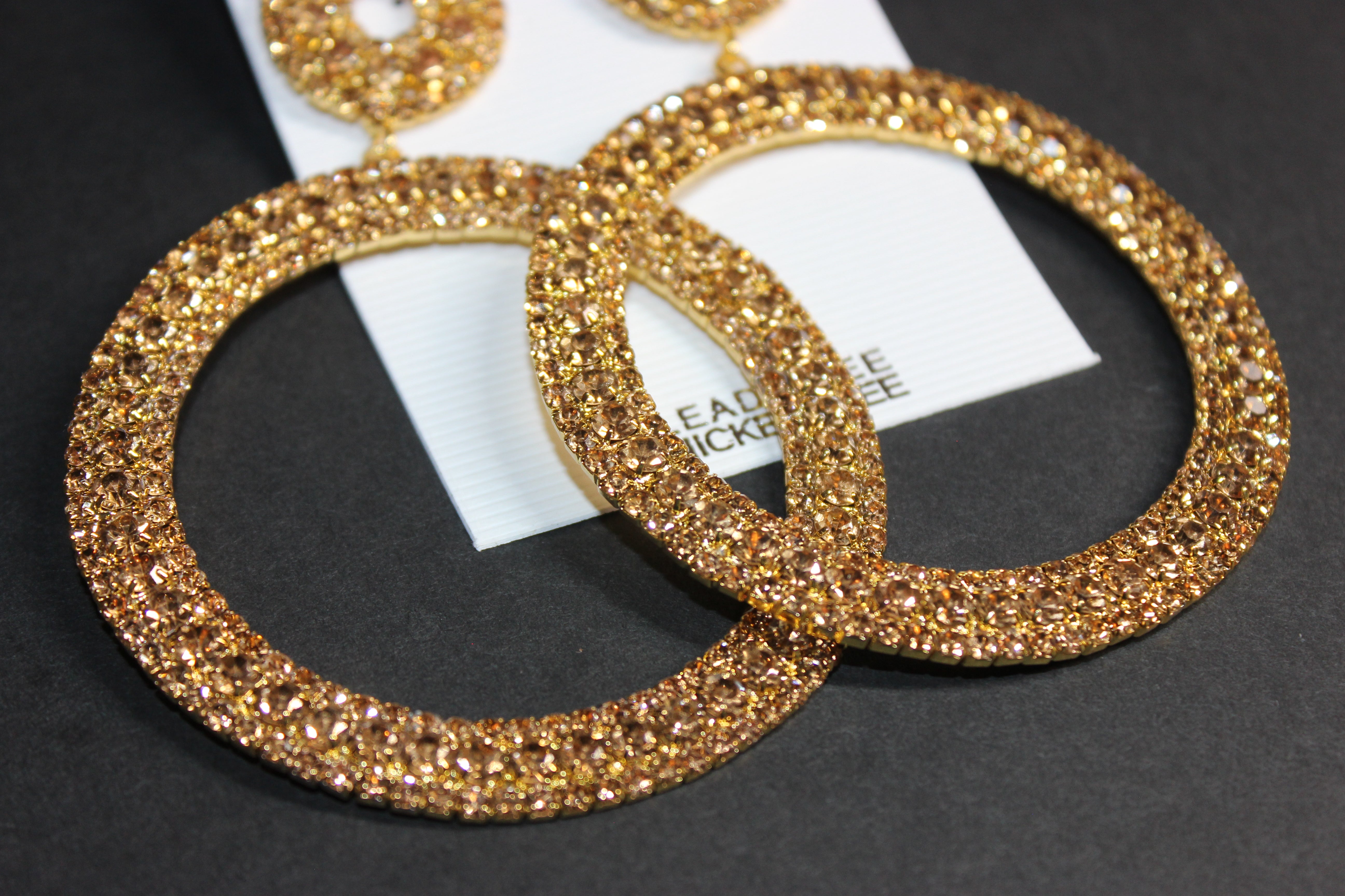 Champagne Rhinestone Hoop Earrings