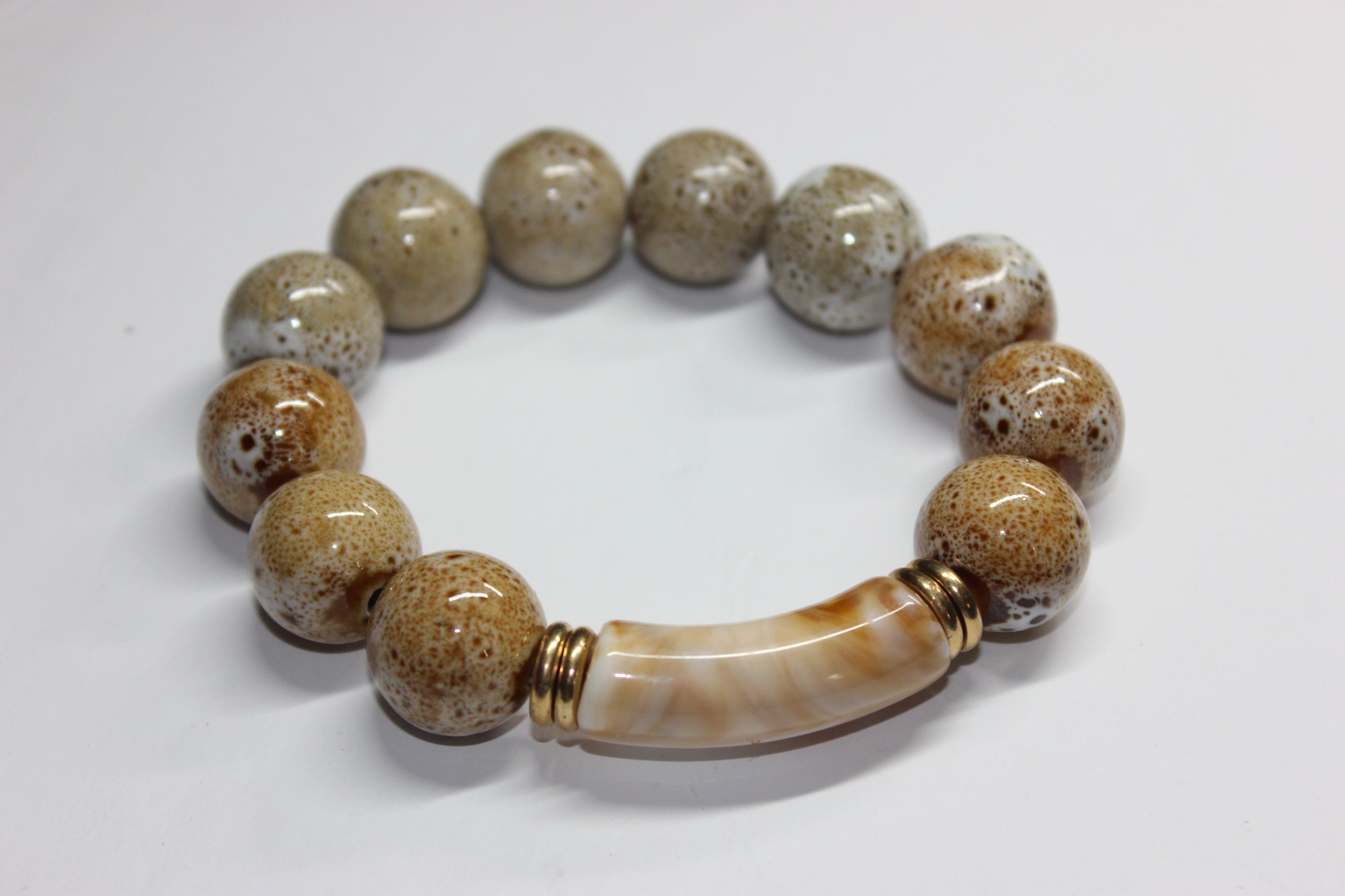 Swiss Collection Beaded Bracelet (Tan & Beige)