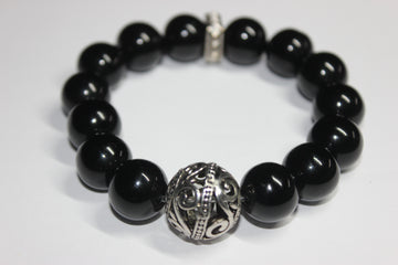 Black & Silver Beaded Bracelet