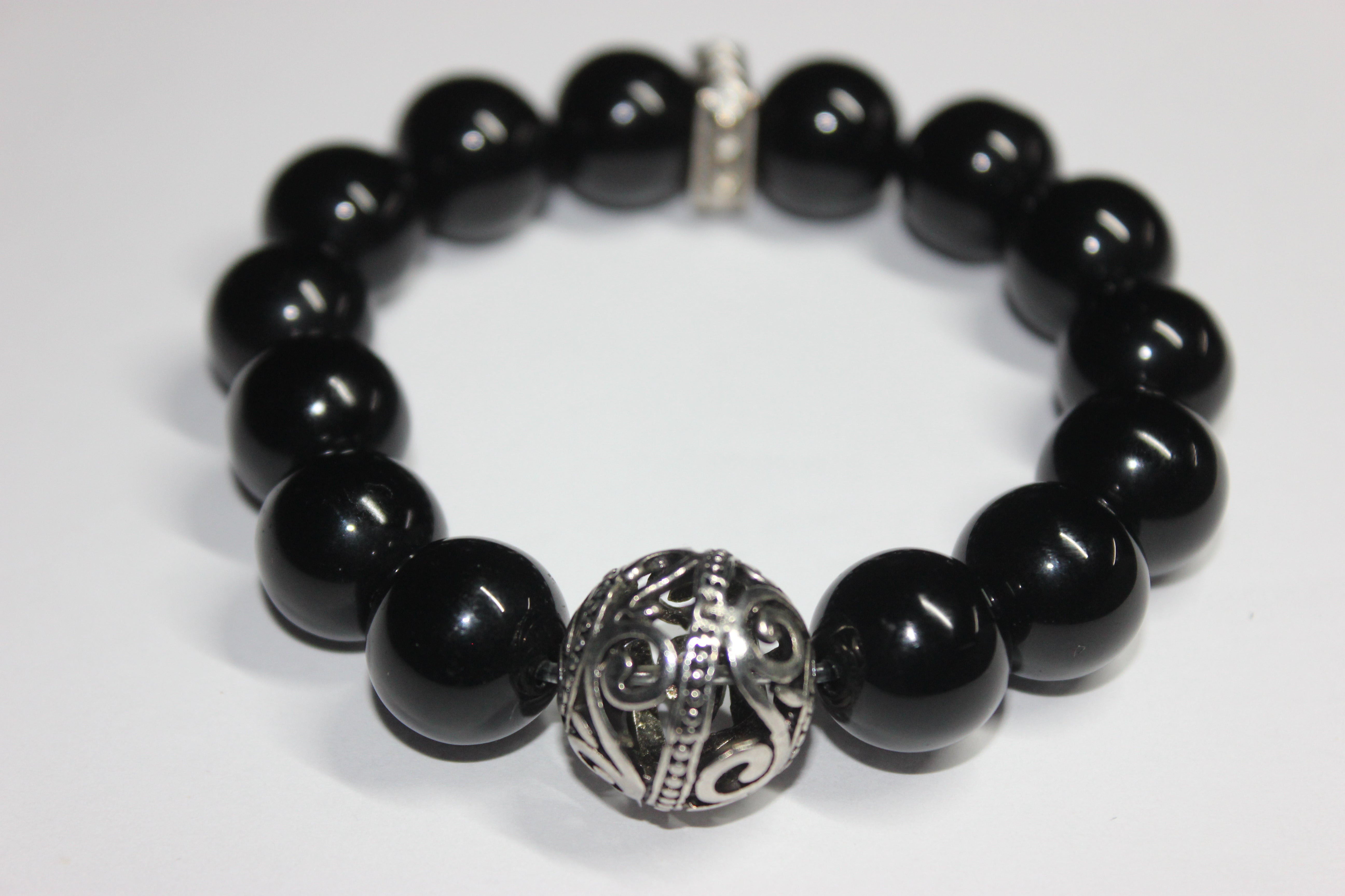 Black & Silver Beaded Bracelet