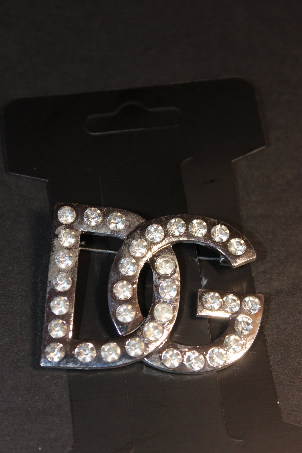 Silver & Rhinestone Brooch Pin