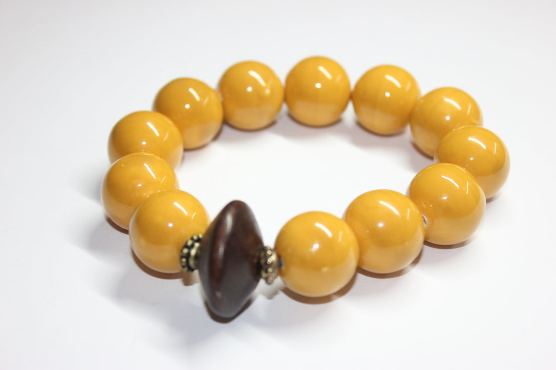 Mustard & Brown Ceramic Bracelet