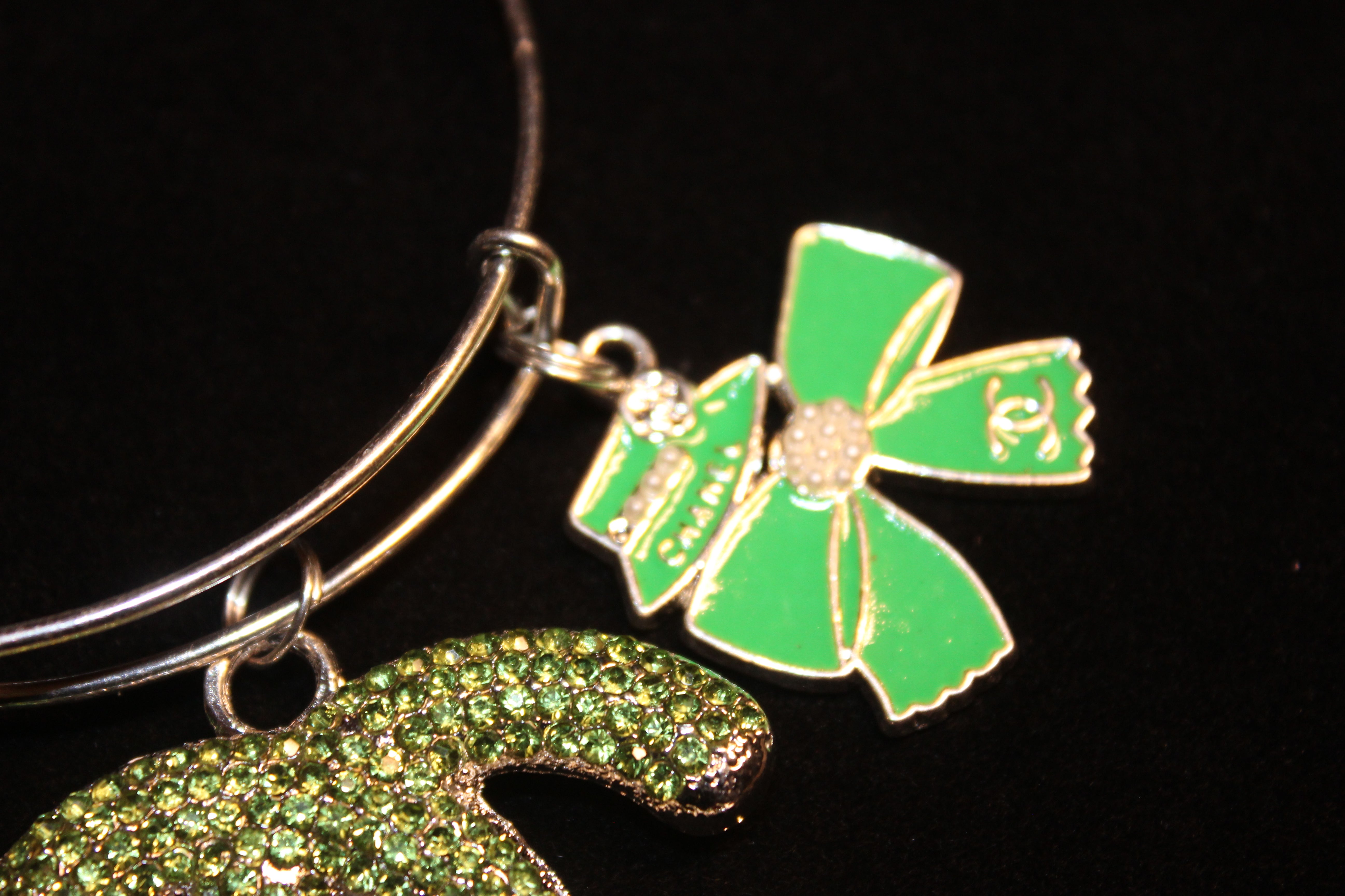 Green & Silver Charm Bangle