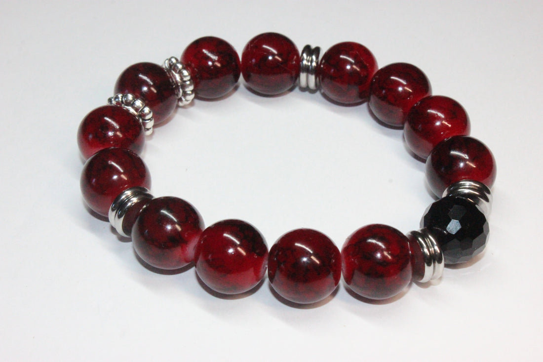 Red & Black Beaded Bracelet