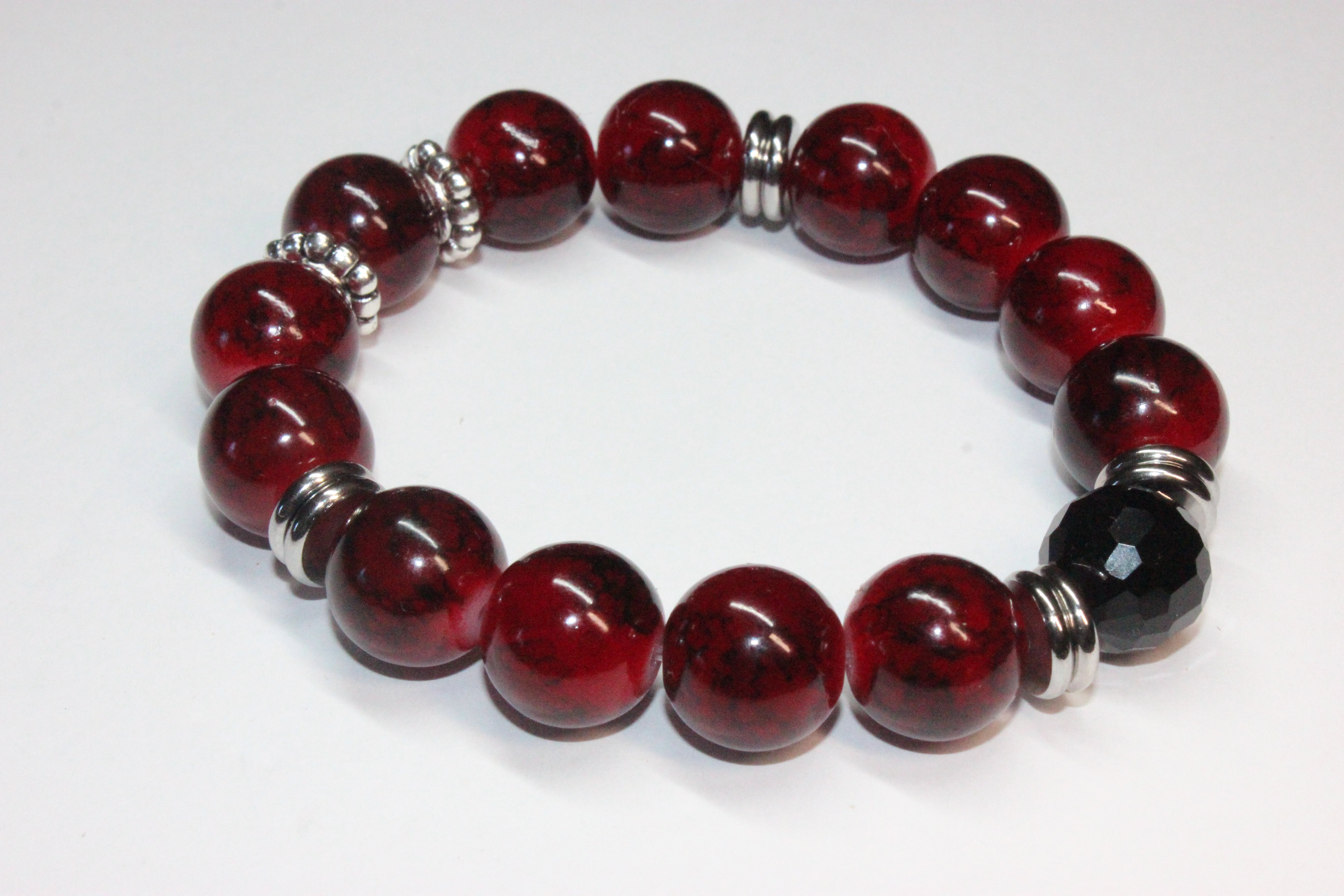 Red & Black Beaded Bracelet