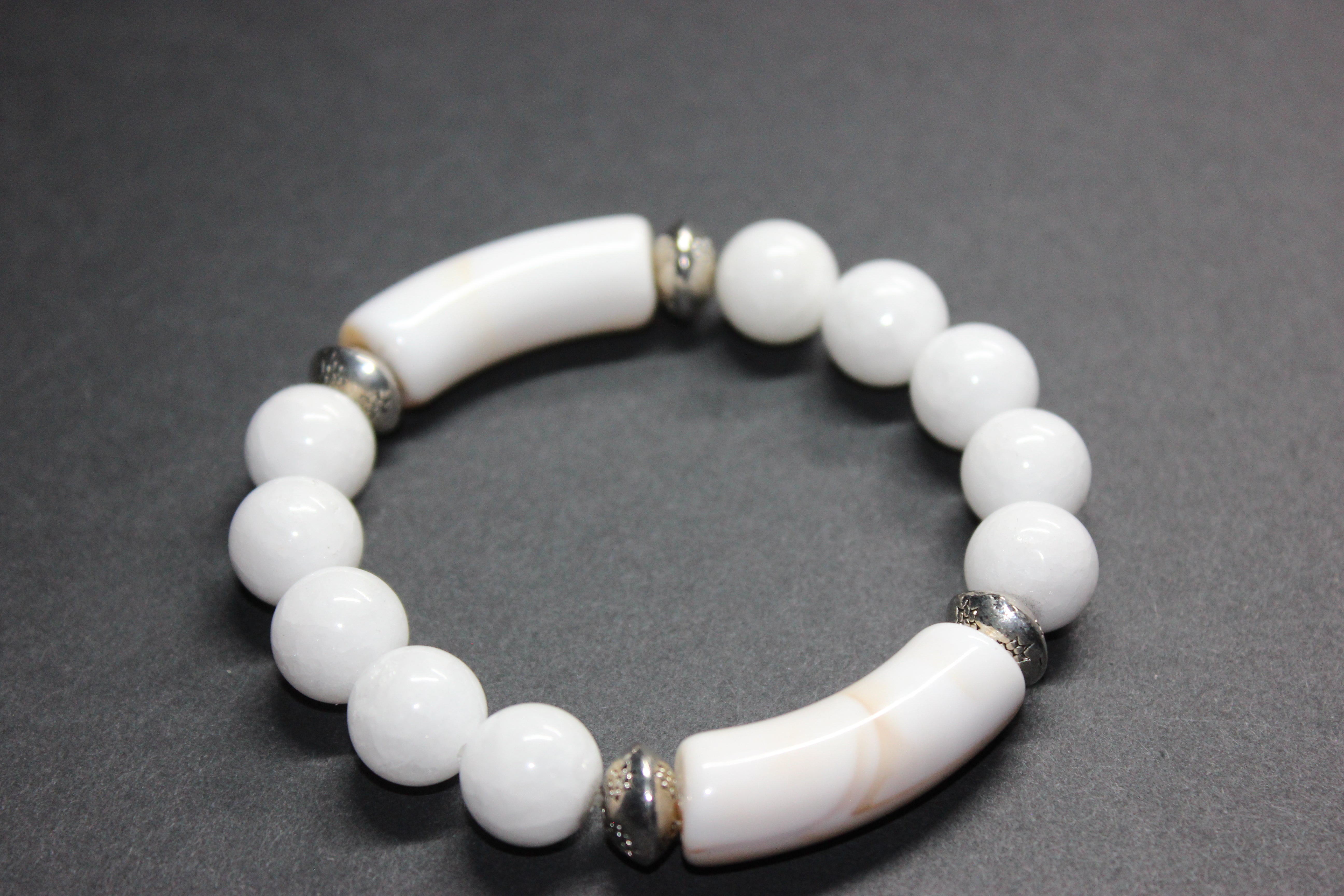 White & Silver Beaded Bracelet ONRÉ Collection