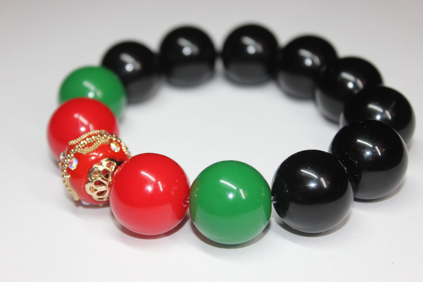 CBC Exclusive Large Beaded Bracelet- Red/Green/Black/Gold