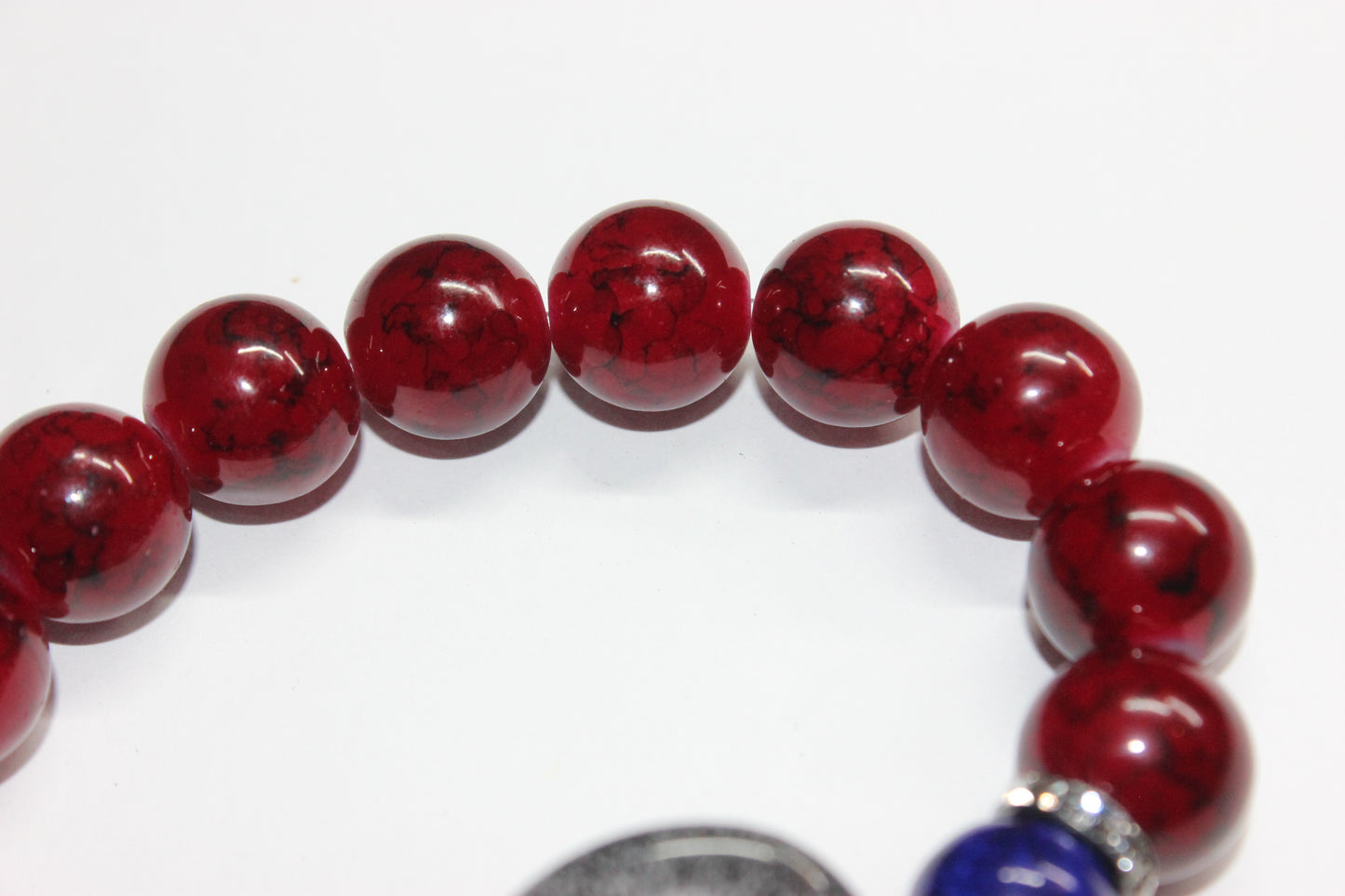 Red & Blue with Smooth Grey Ceramic Gemstone