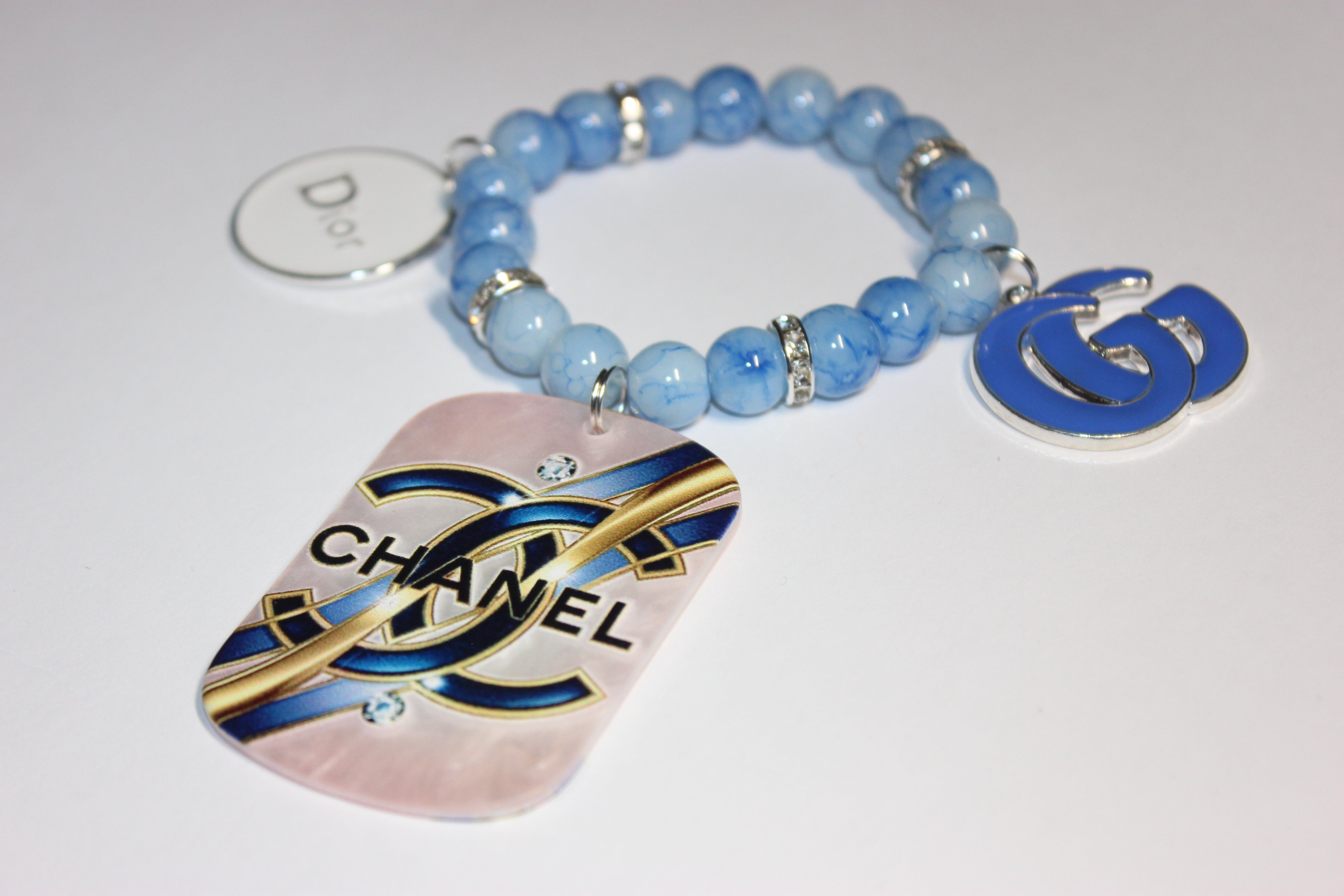 Blue & White w/ Silver Charm Bracelet (1)