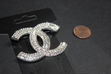 Silver Rhinestone Brooch Pin
