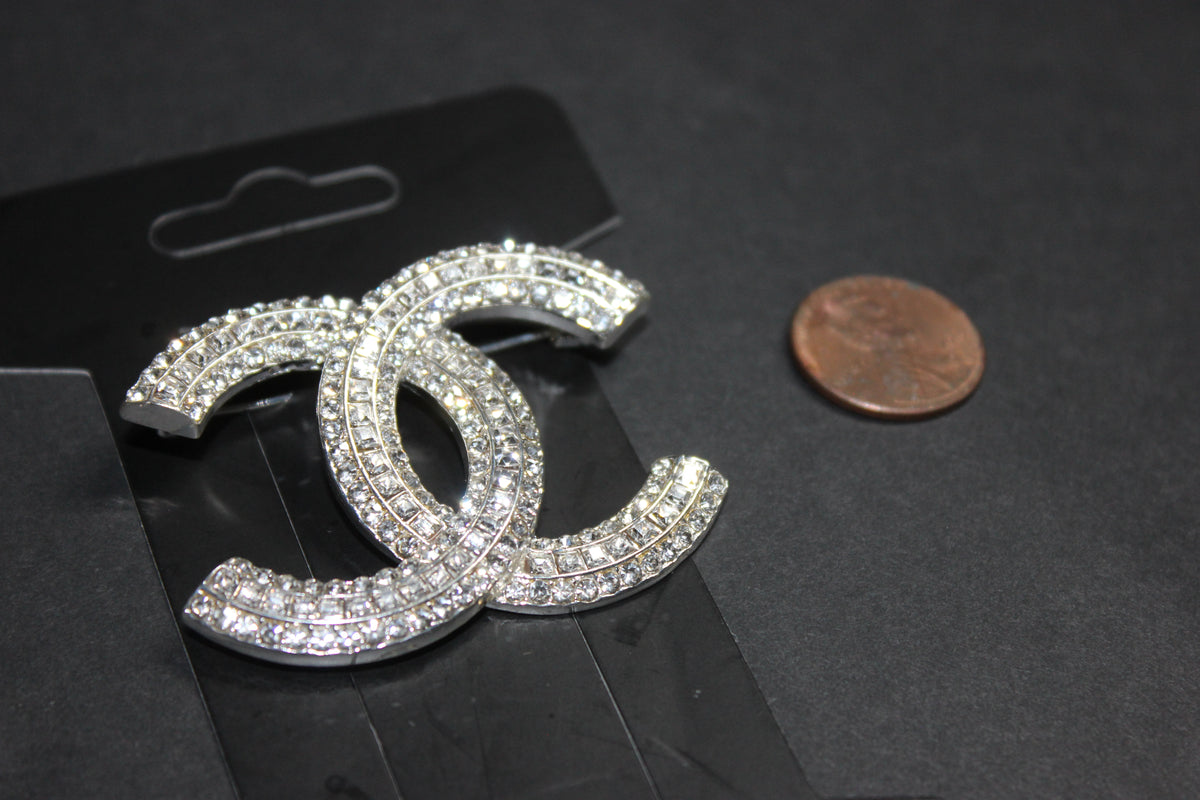 Silver Rhinestone Brooch Pin
