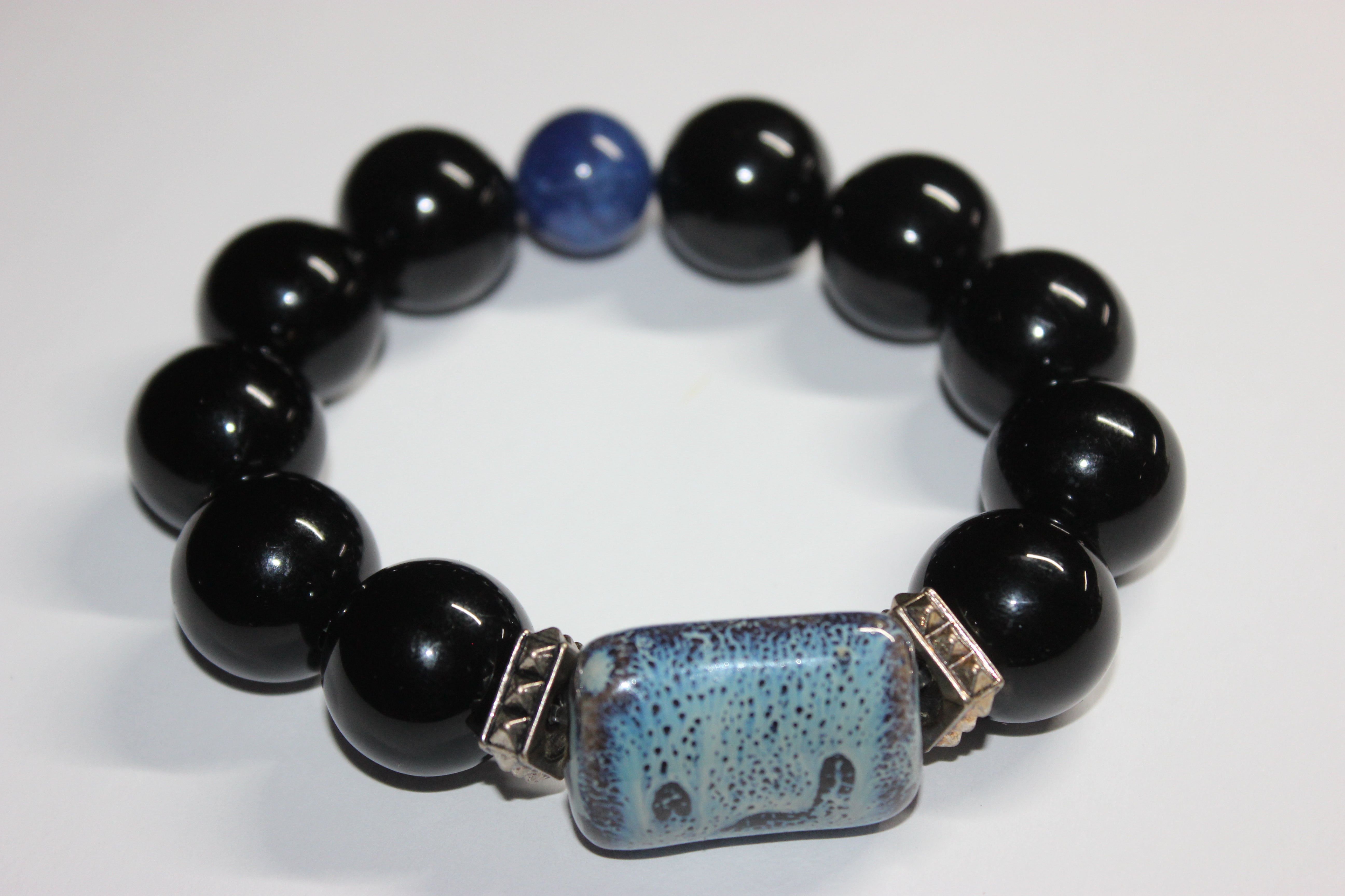 Large Beaded Black & Blue Necklace