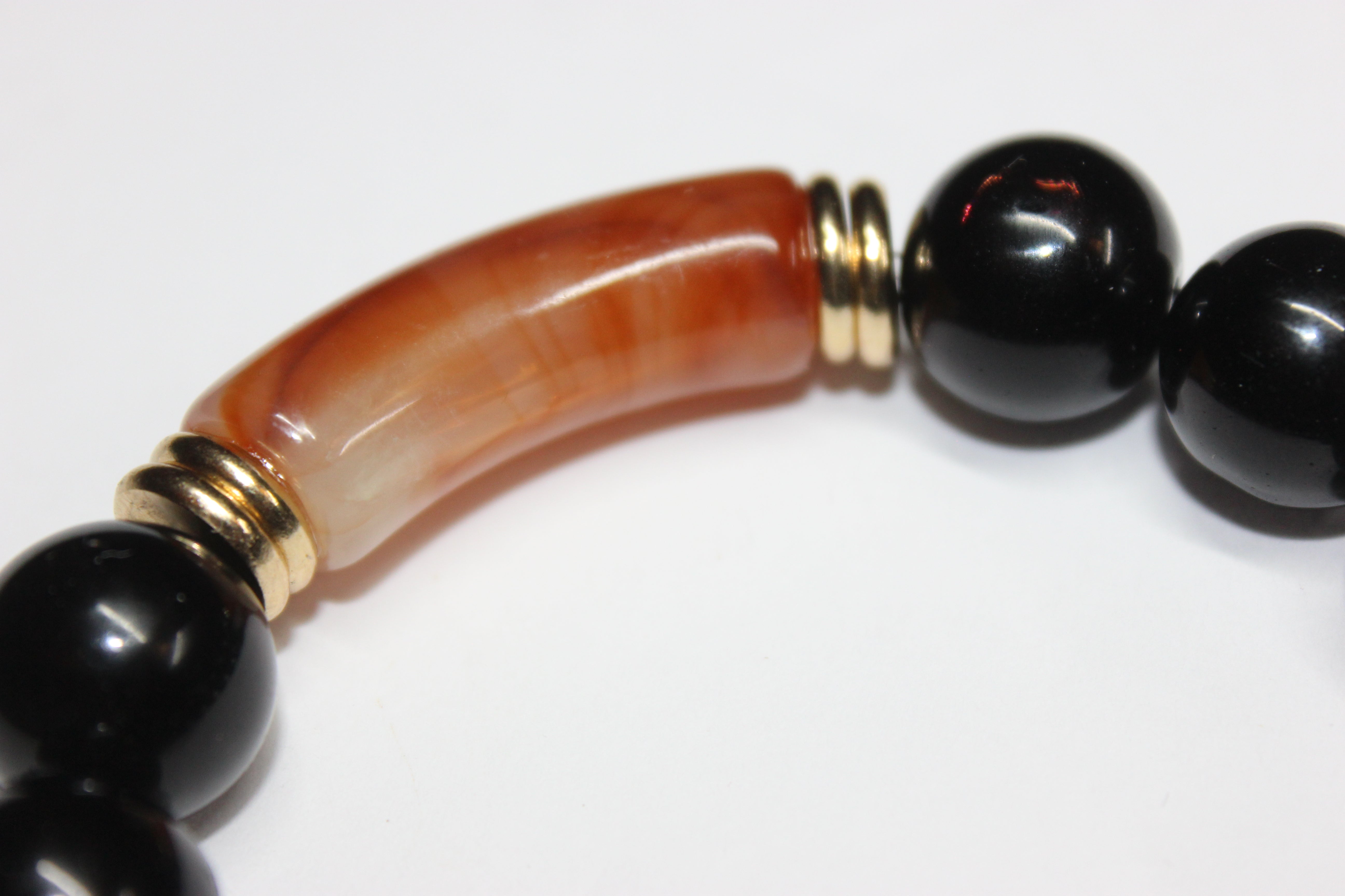 Black Brown & Gold Beaded Bracelet