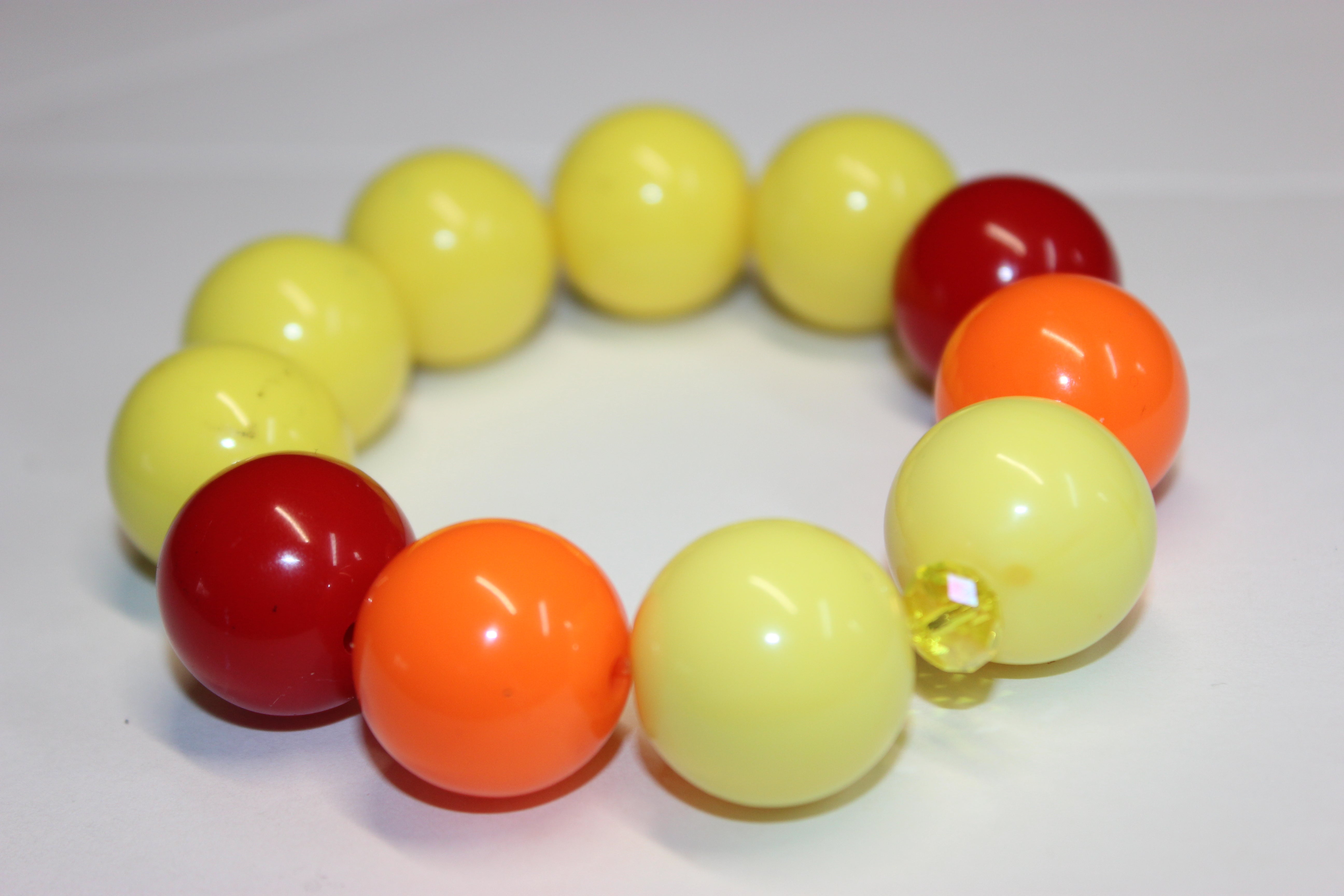 Large Smooth Beaded Bracelet YELLOW/RED/ORANGE