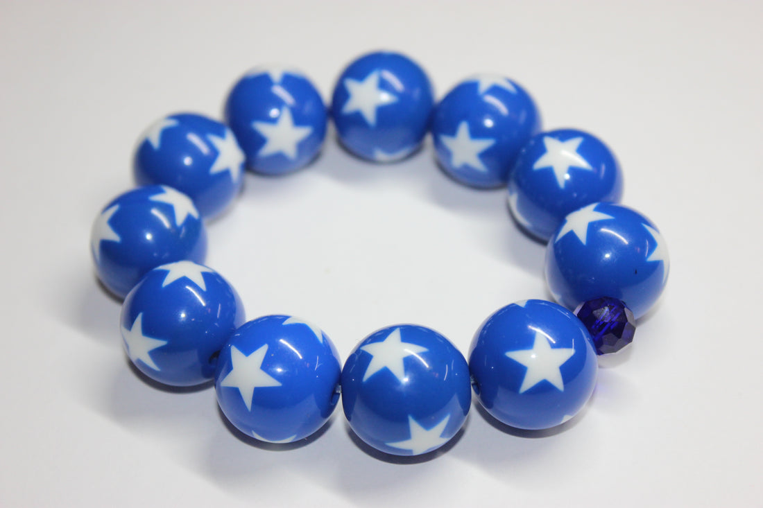 Blue & White Large Beaded Bracelet