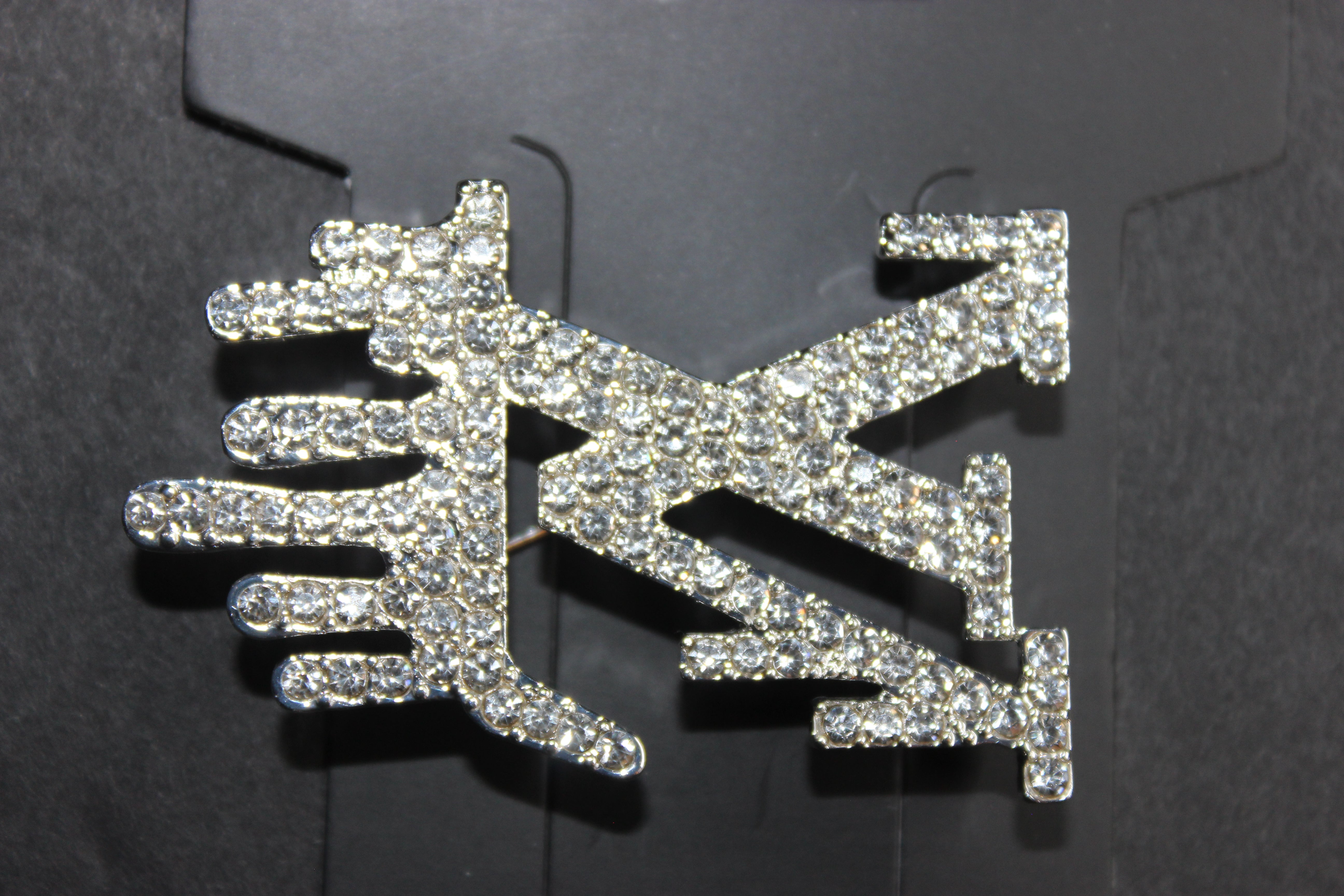 Rhinestone Silver Brooch Pin