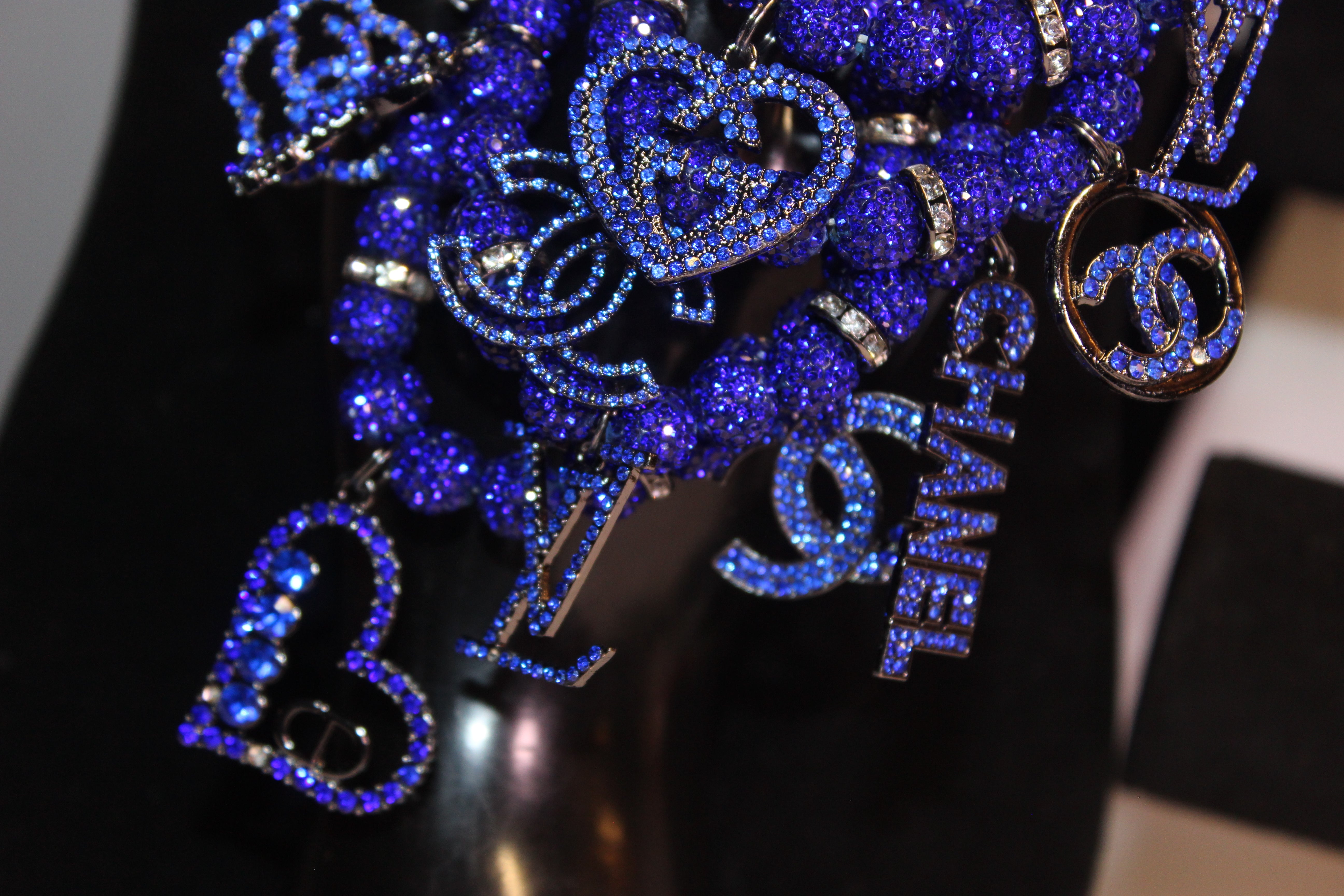 Blue 4 Piece Rhinestone Charm Bracelet Set