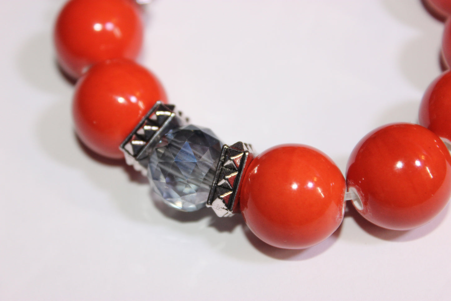 Shades Of Orange & Blue Gemstone Beaded Bracelet
